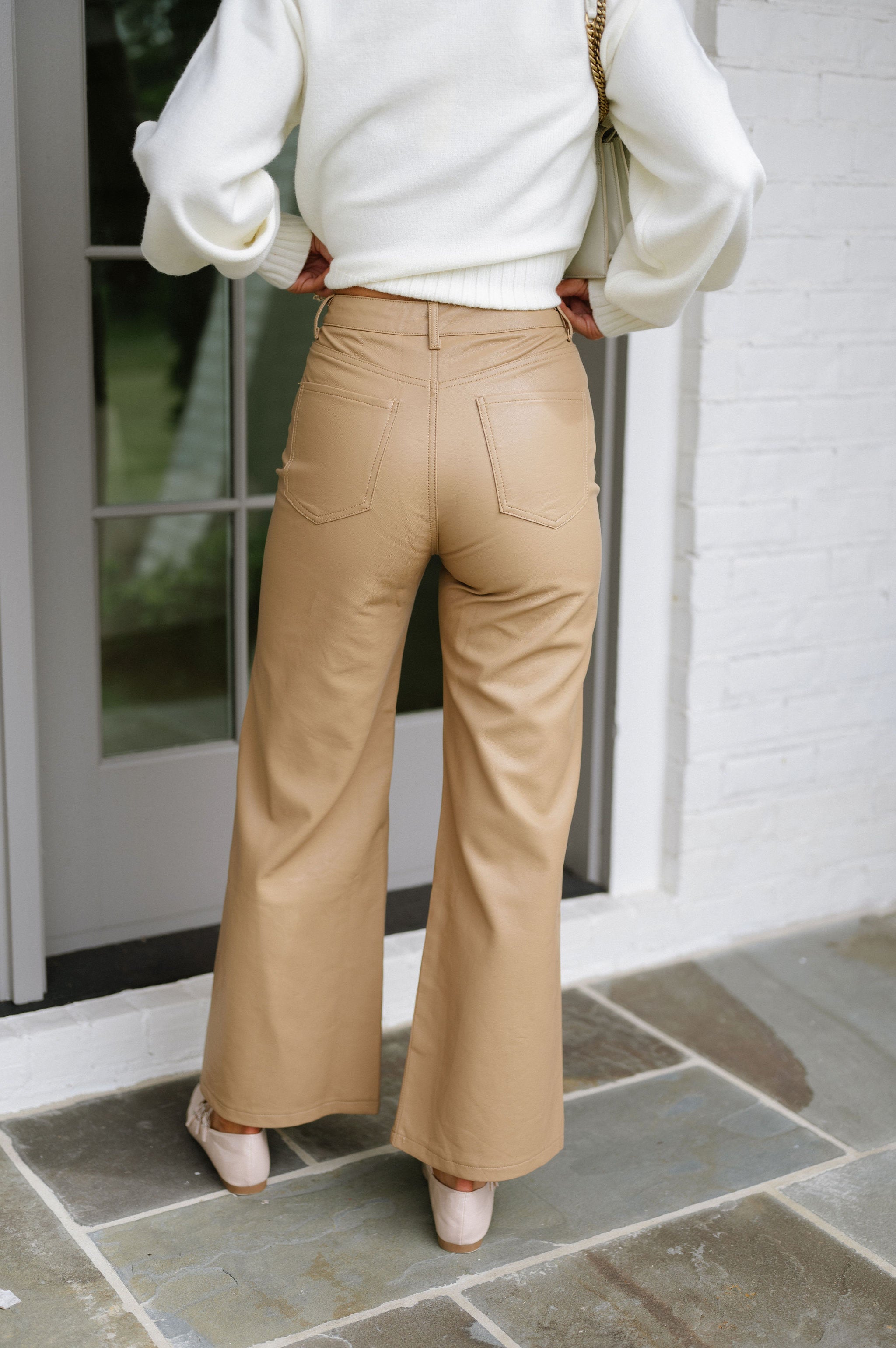 Jordyn PU Pants-Tan