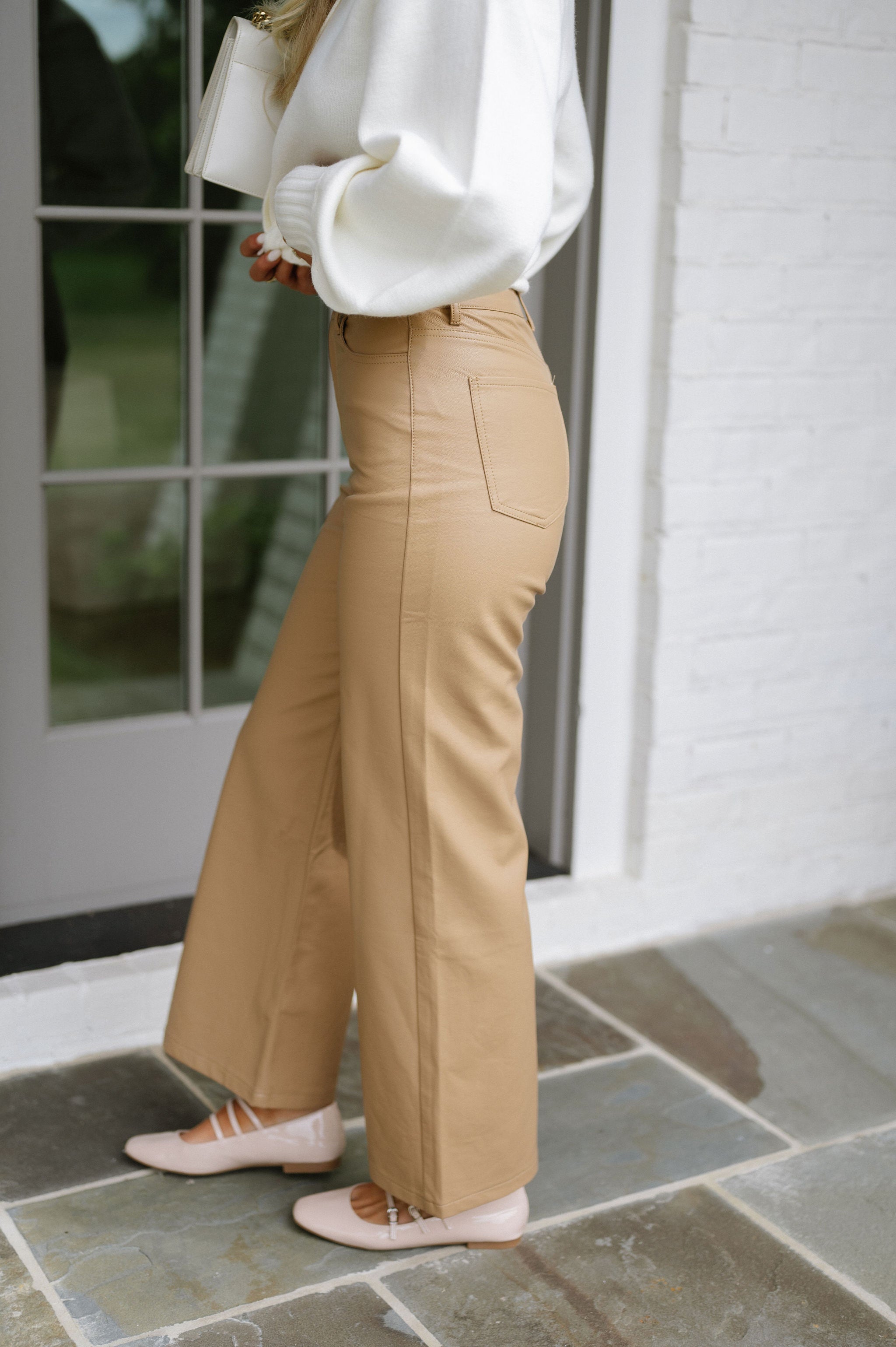 Jordyn PU Pants-Tan
