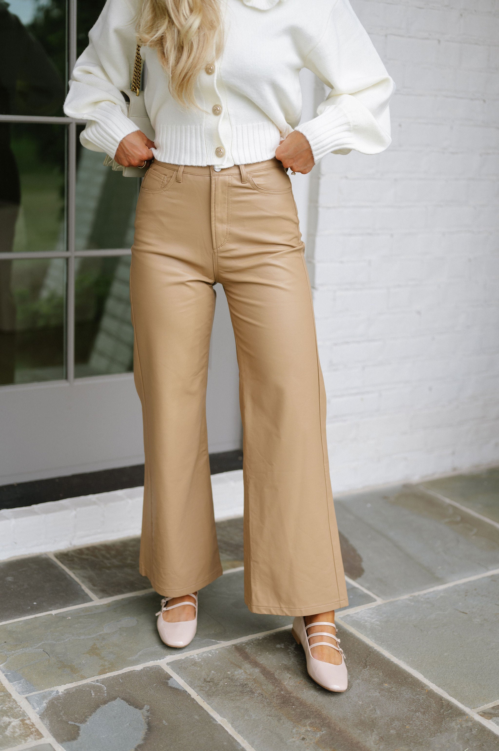 Jordyn PU Pants-Tan