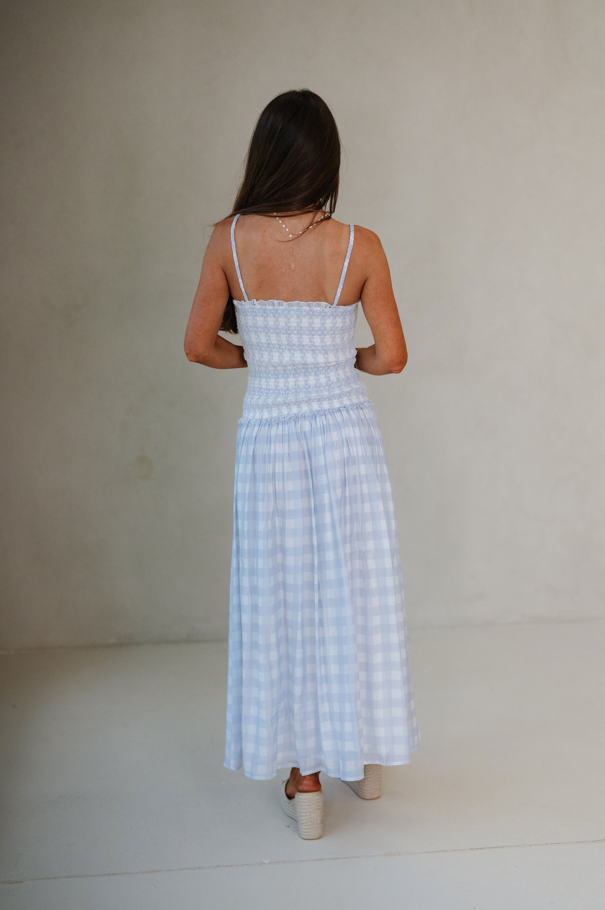 Layla Gingham Maxi Dress-Blue
