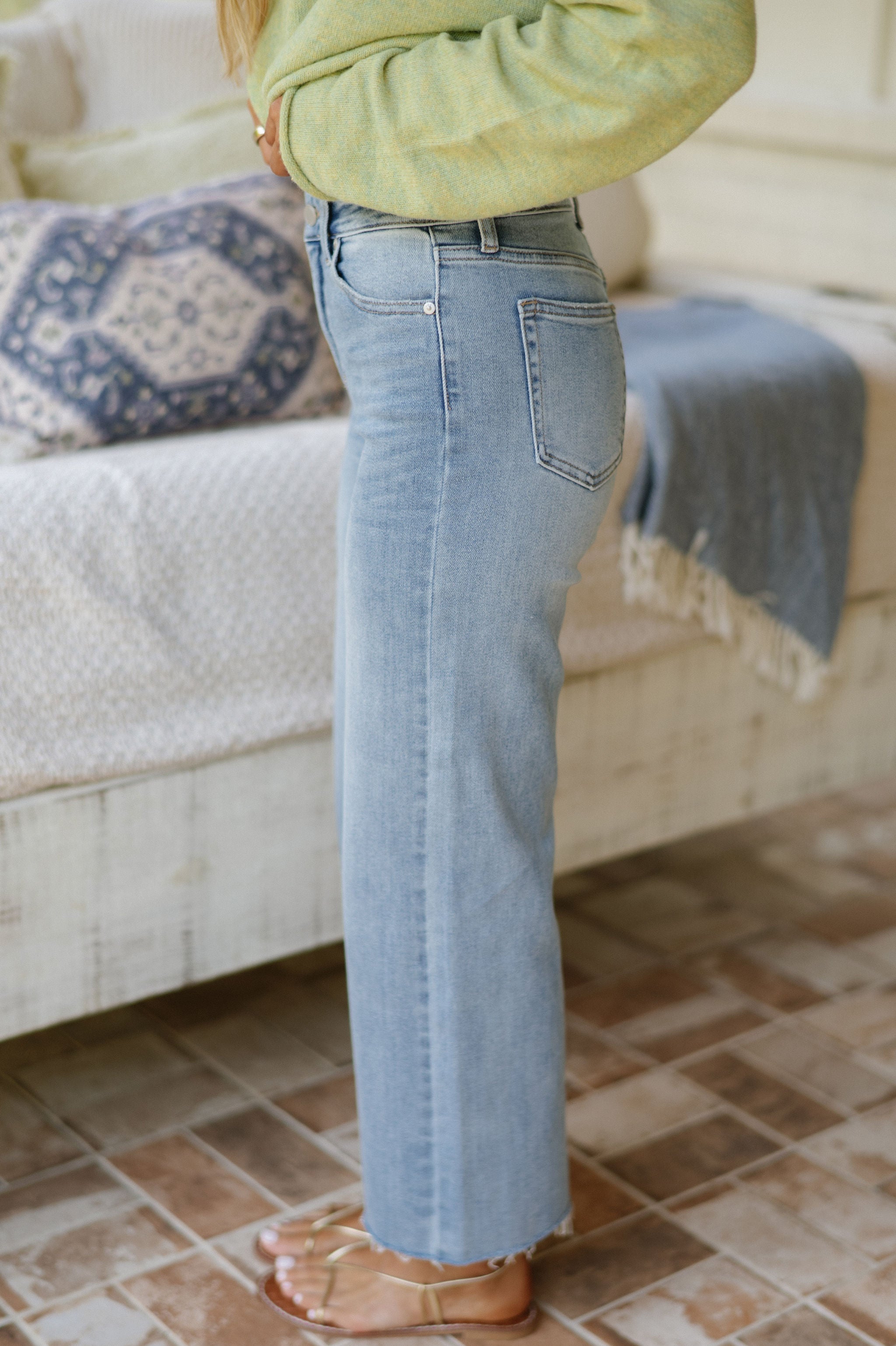 Cali Slim Wide Leg Jeans-Medium Denim