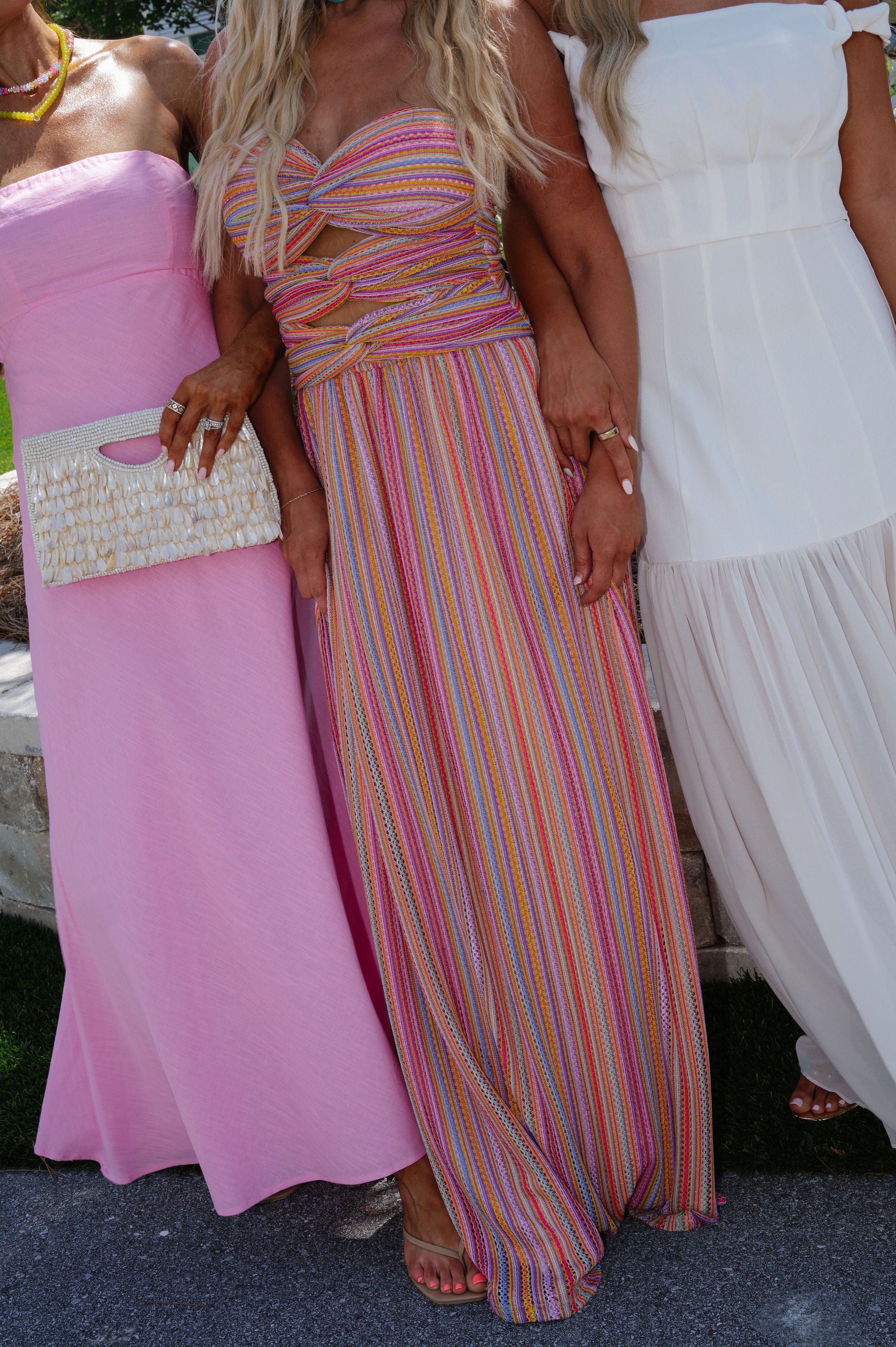 Lexie Linen Strapless Dress-Pink