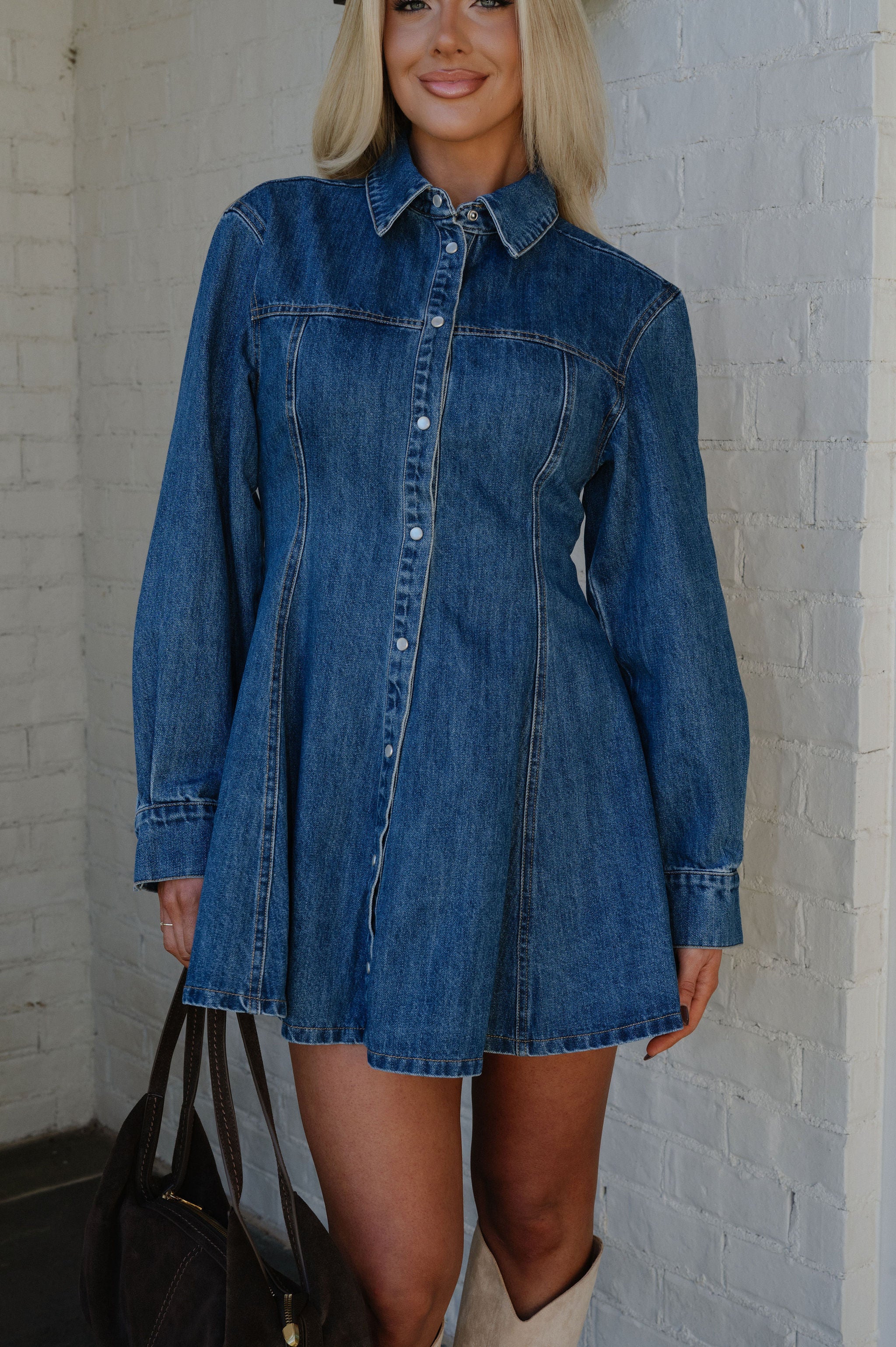 Angelina Denim Button Dress