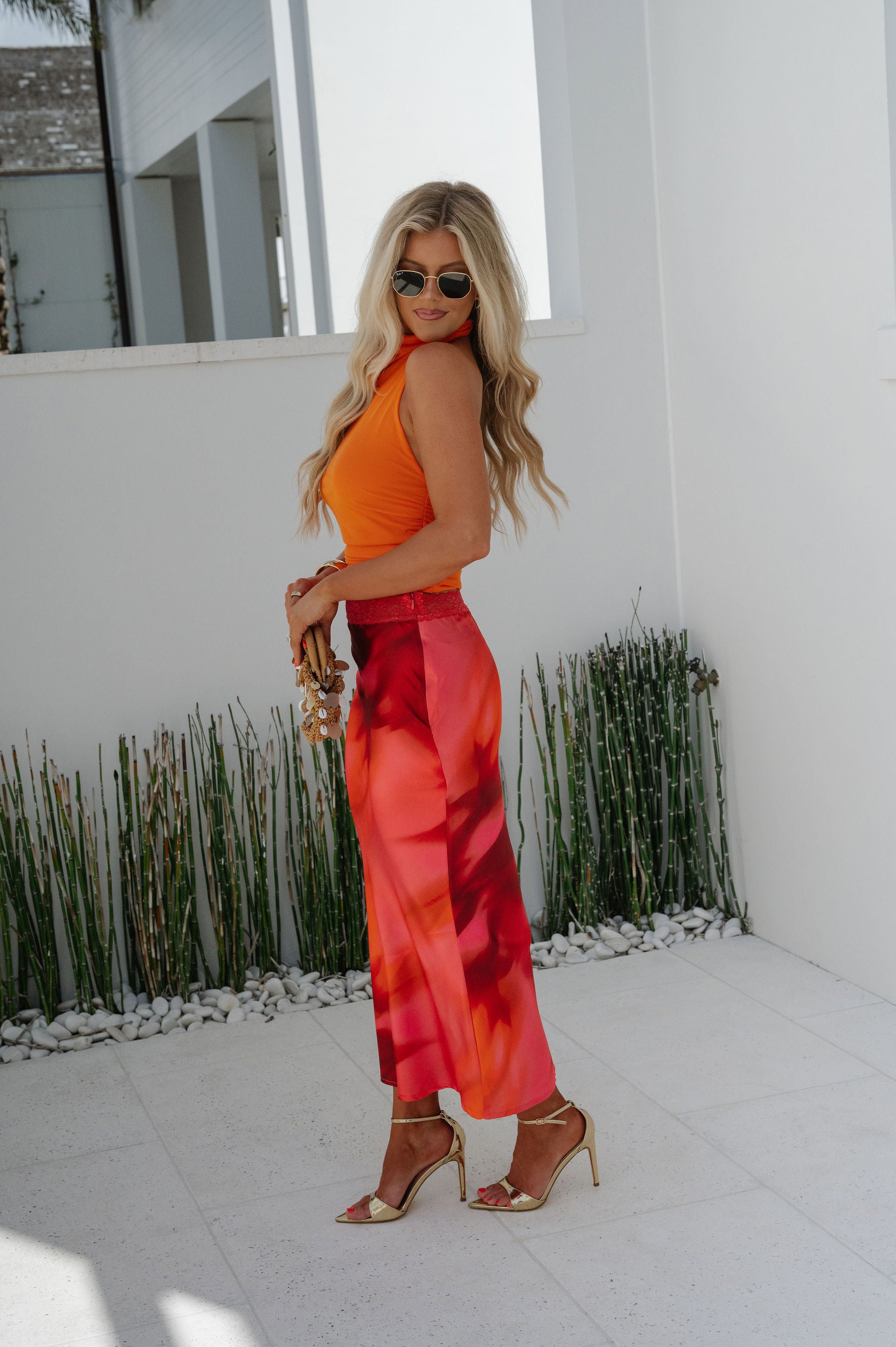 Anderson Ruched Top-Orange