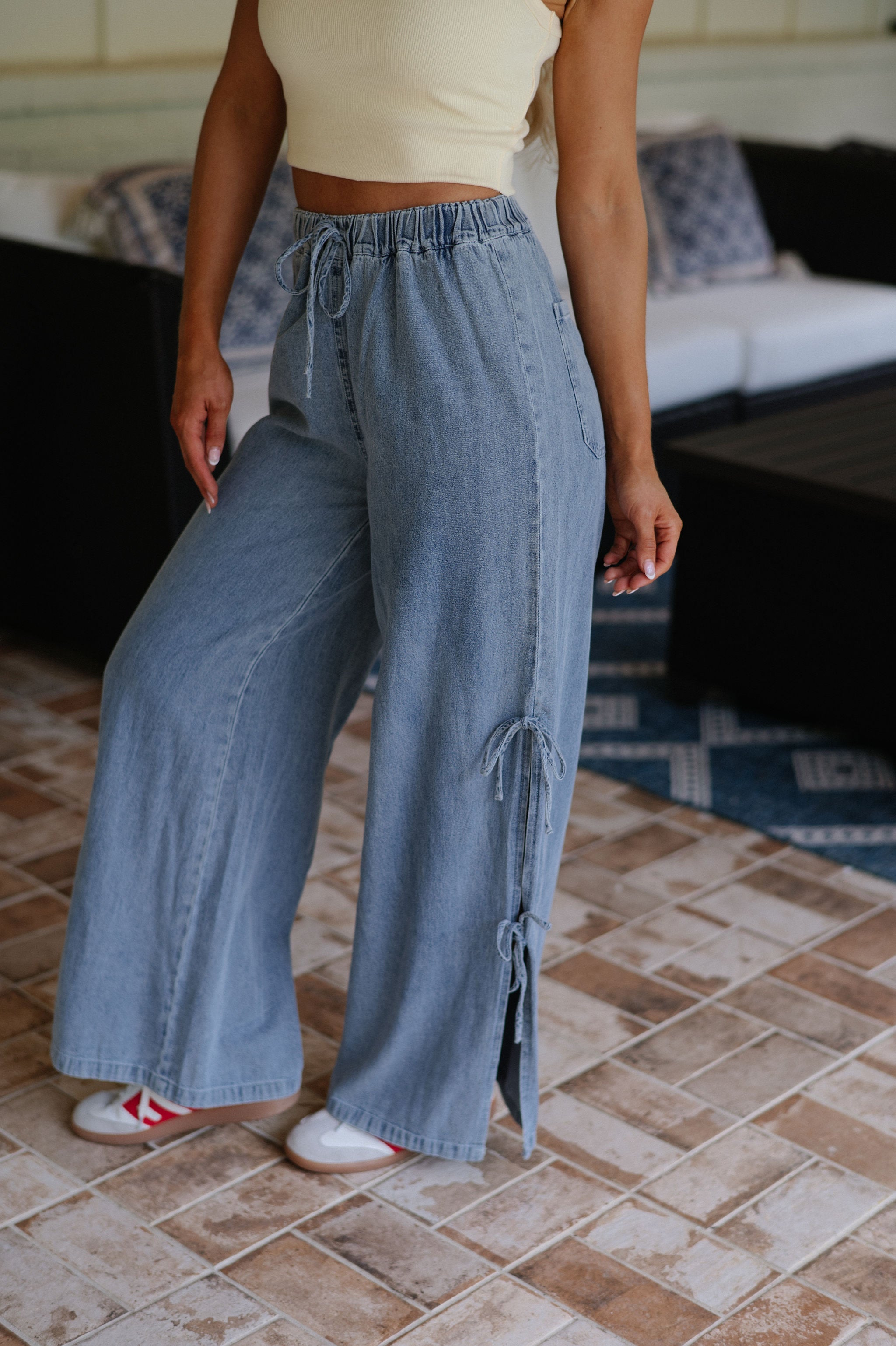 Side Tie Denim Pants
