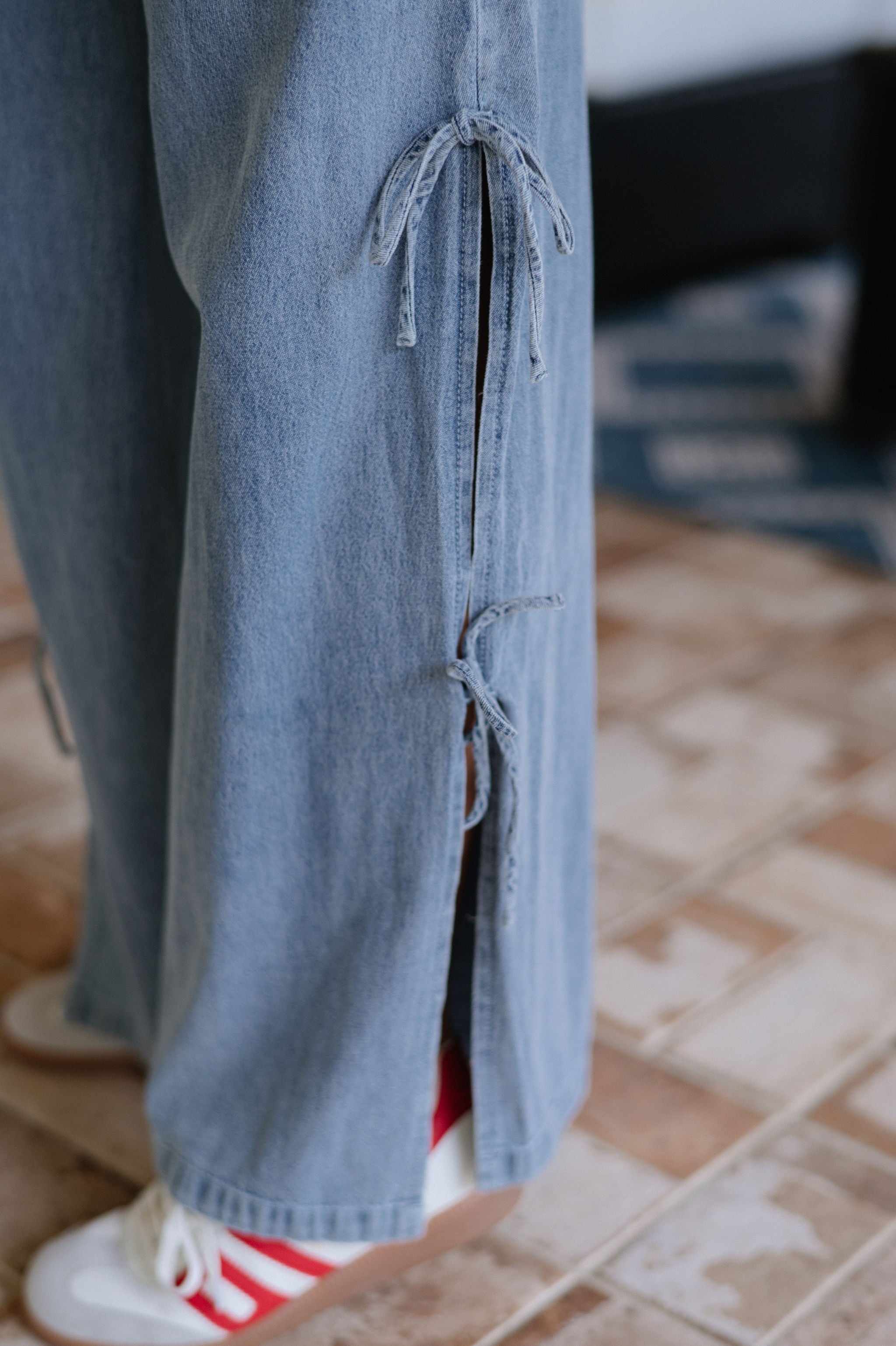 Side Tie Denim Pants