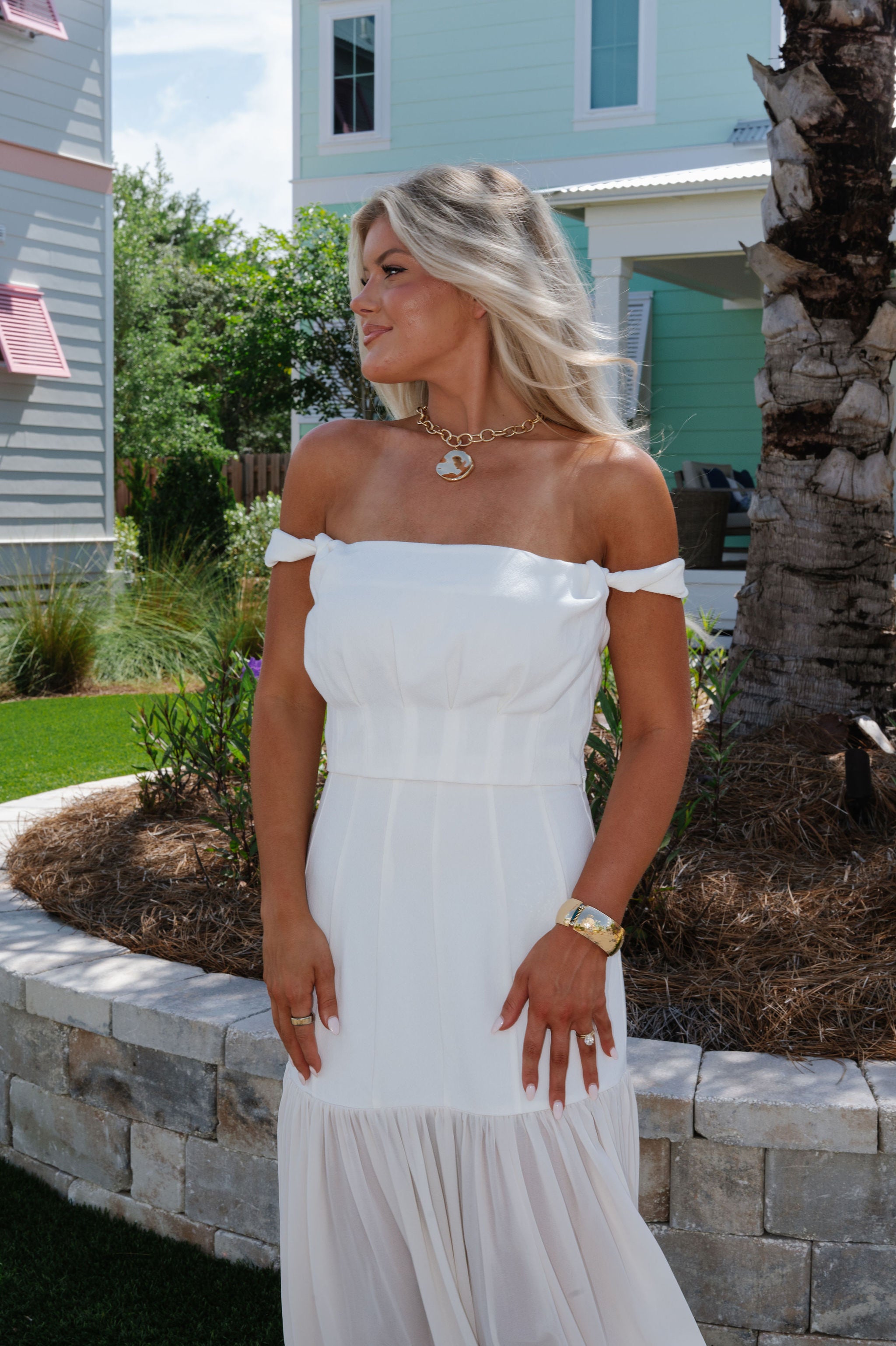 Chiffon Maxi Skirt Set-Ivory