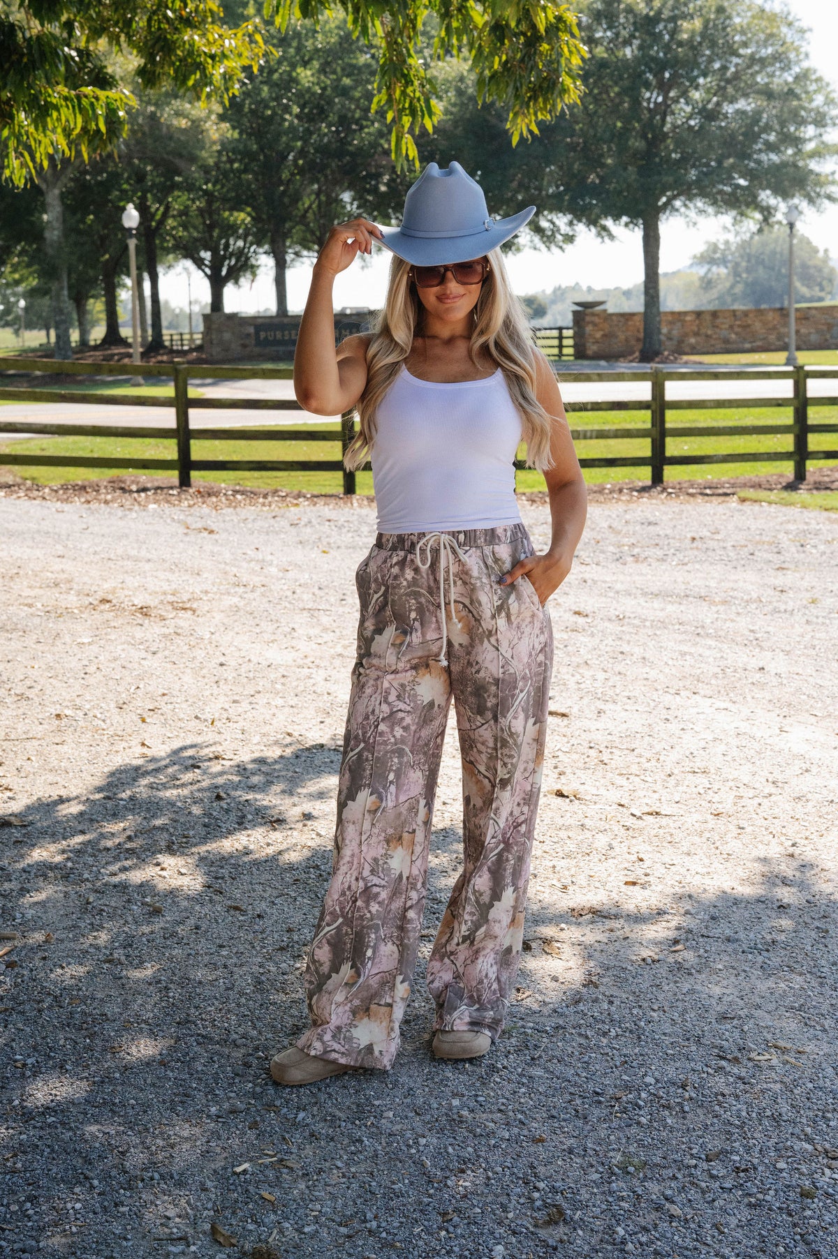 Woodland Camo Sweatpants-Olive/Blush Pink