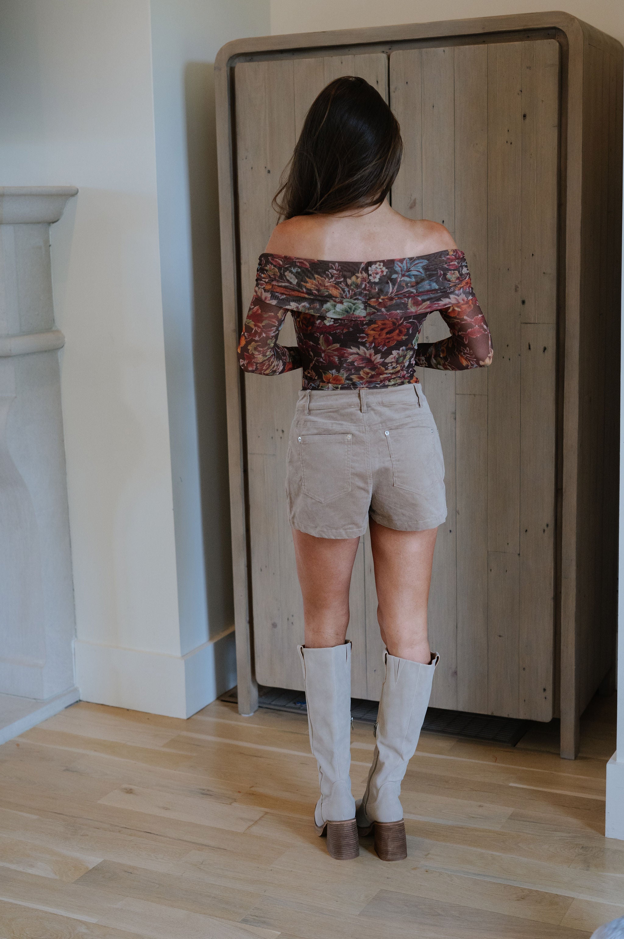 Vera Floral Bodysuit-Chocolate