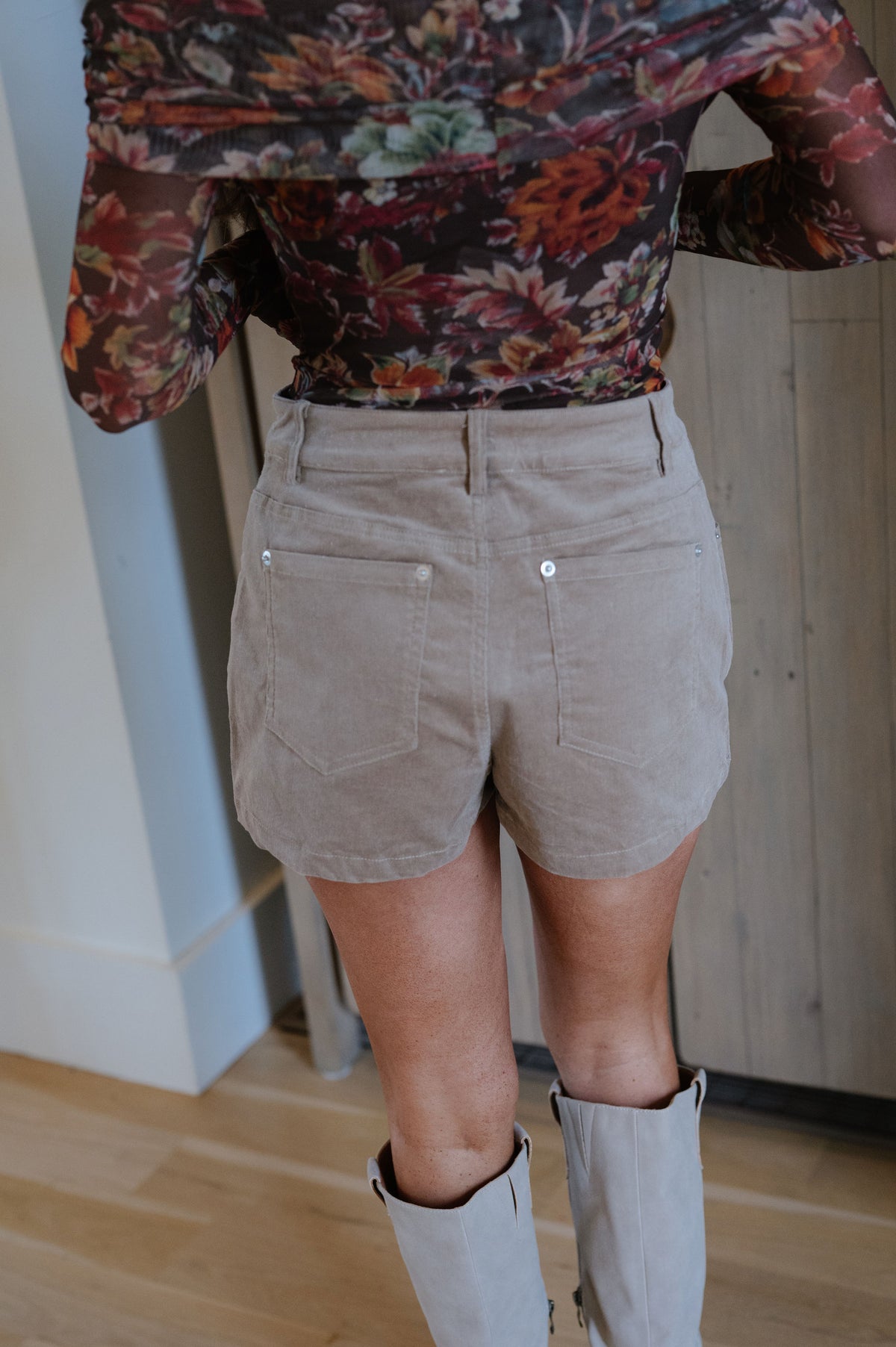 Andy Corduroy Mini Skort-Taupe