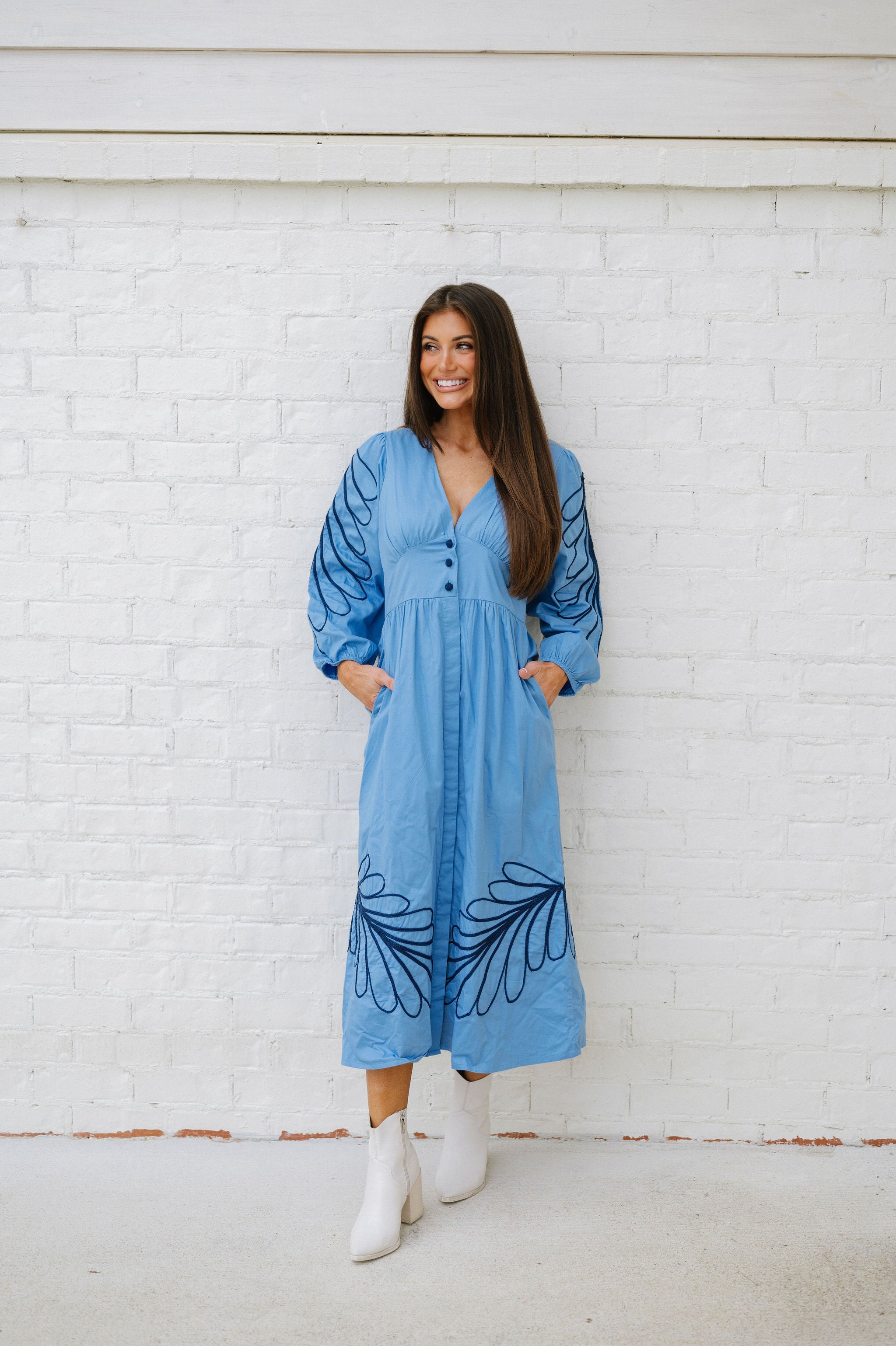 Fawn Midi Dress-Blue