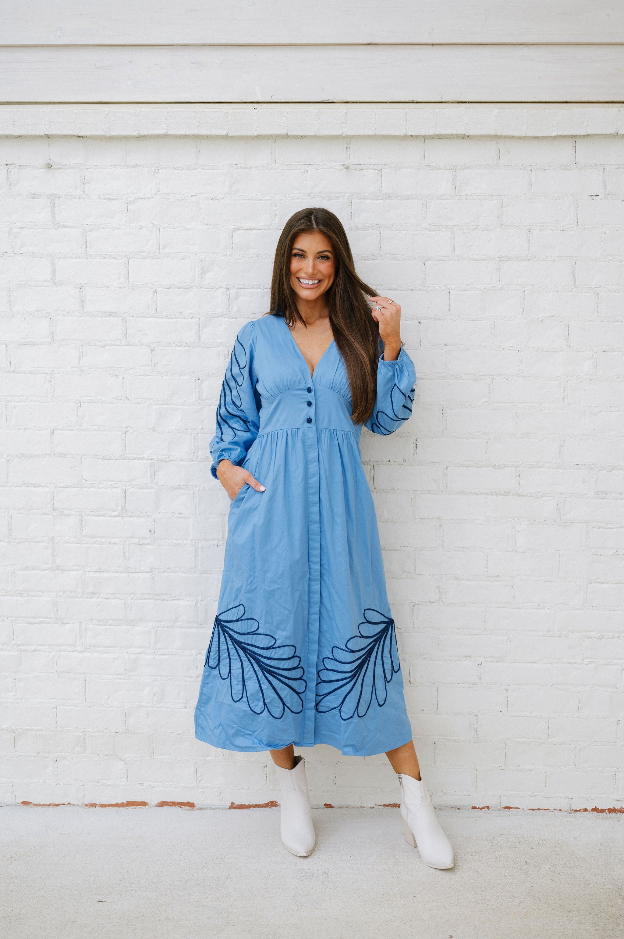 Fawn Midi Dress-Blue