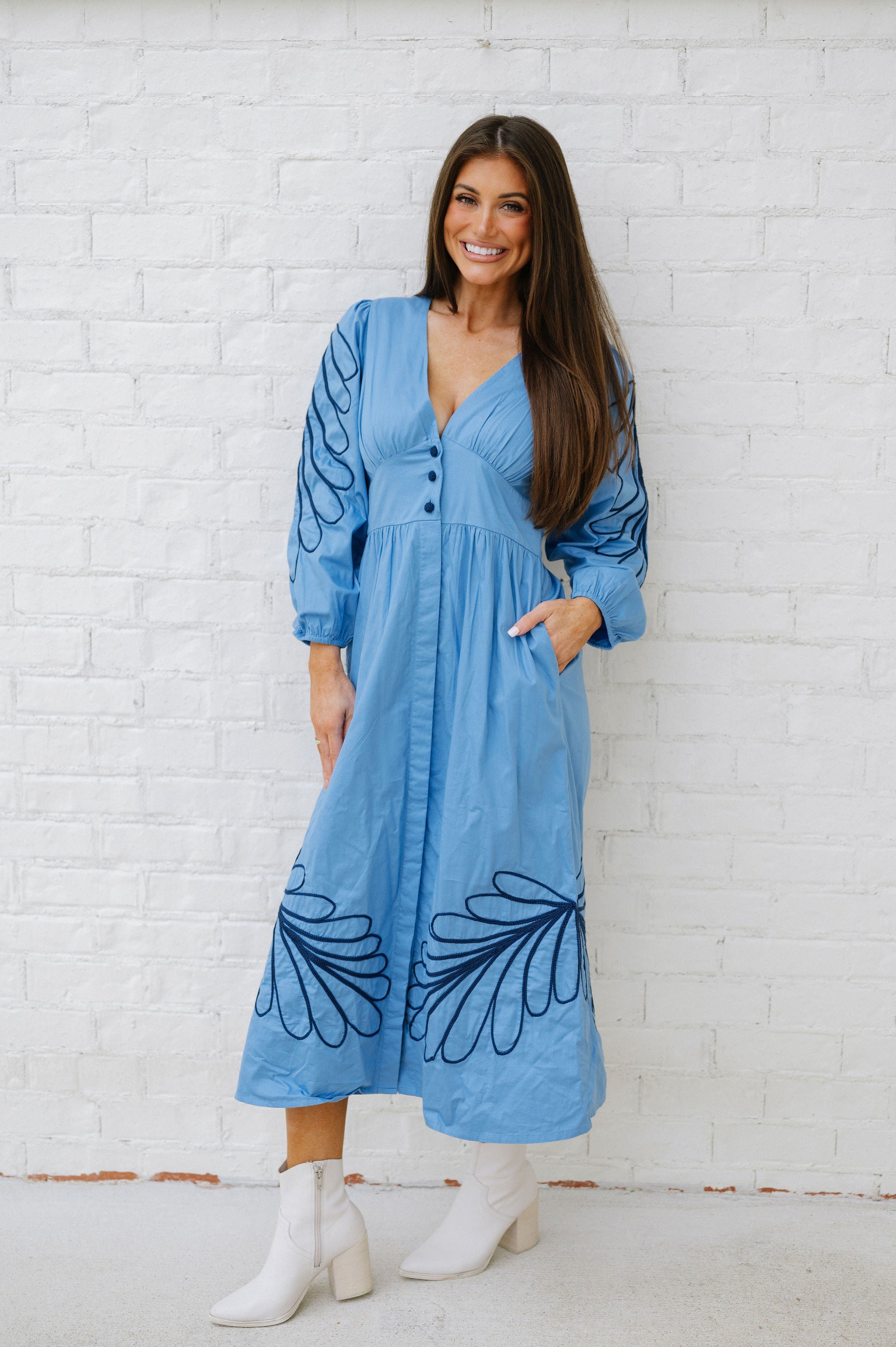 Fawn Midi Dress-Blue