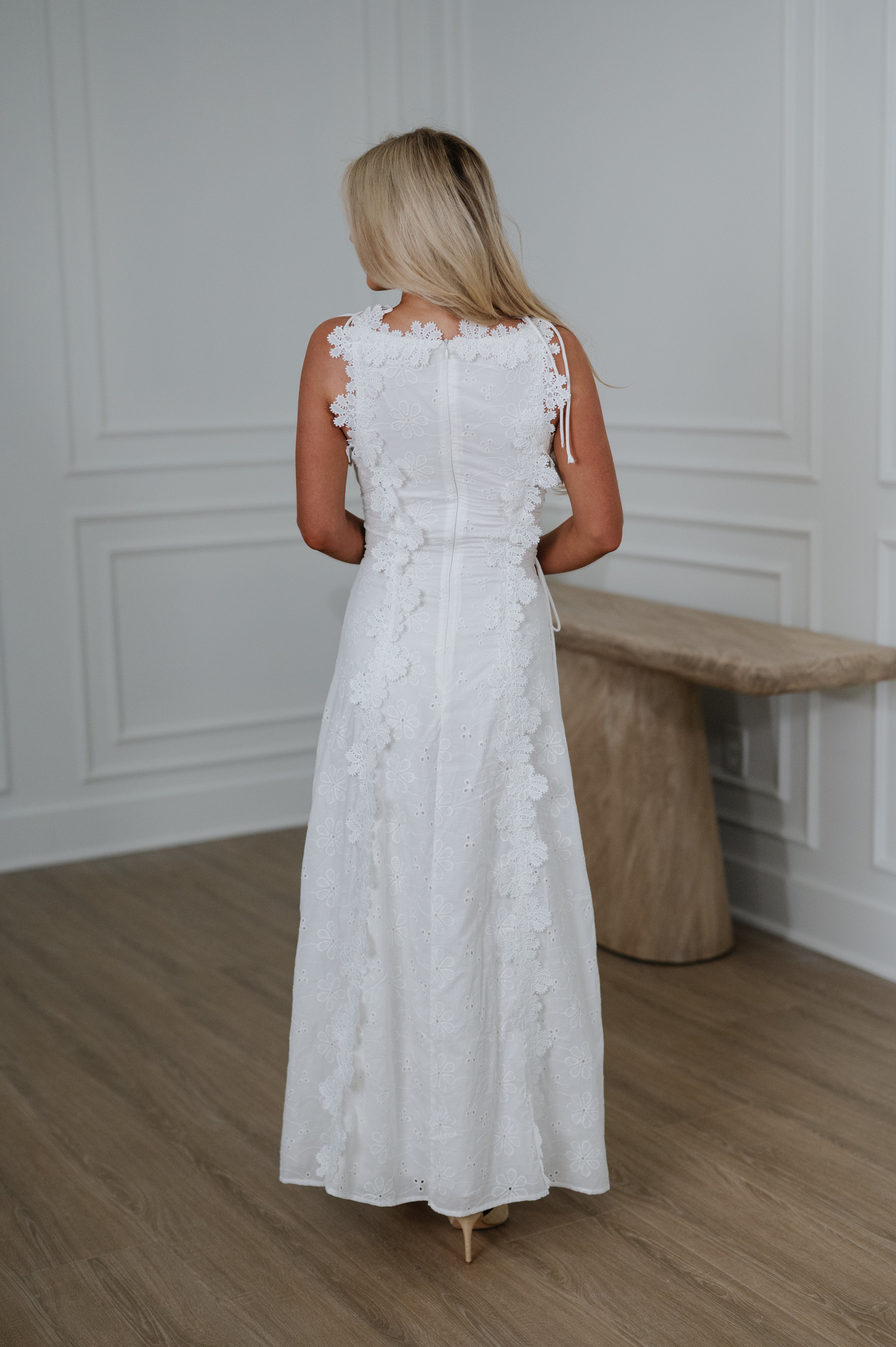 Selena Embroidered Maxi Dress-White