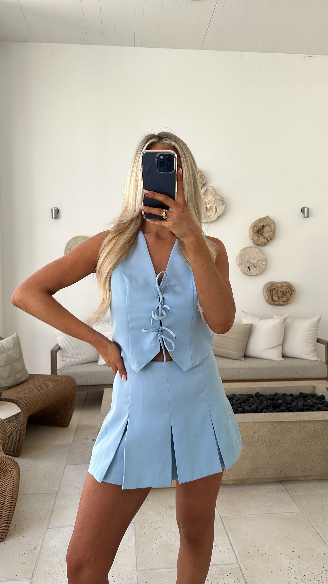 Sadie Ribbon Vest Set- Blue