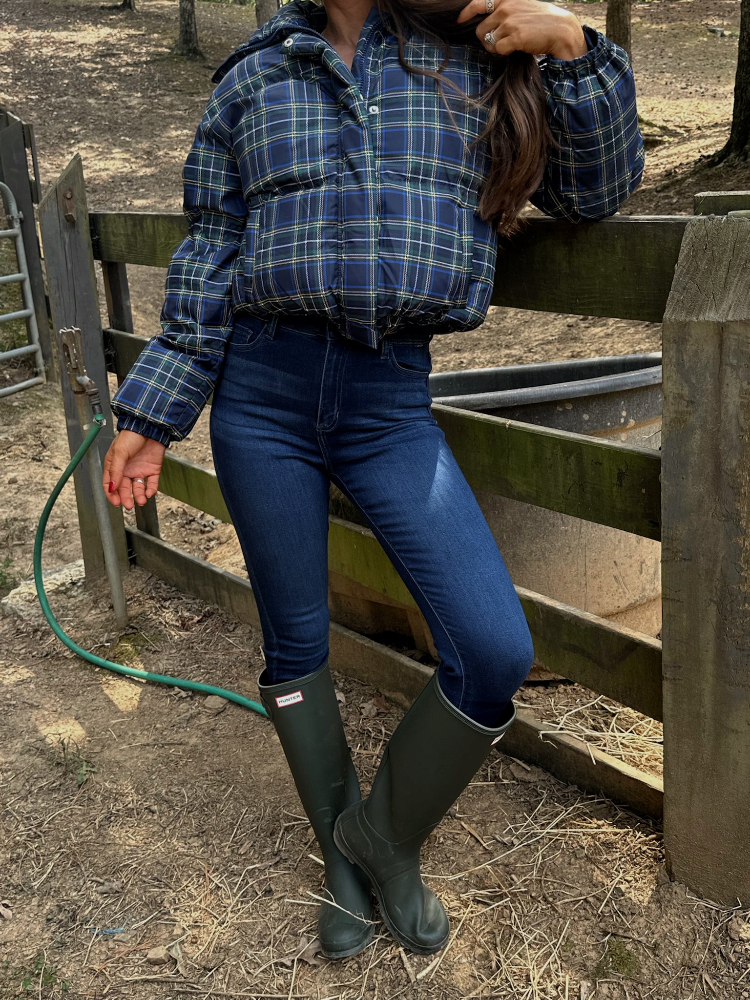 Madeline Plaid Jacket-Navy