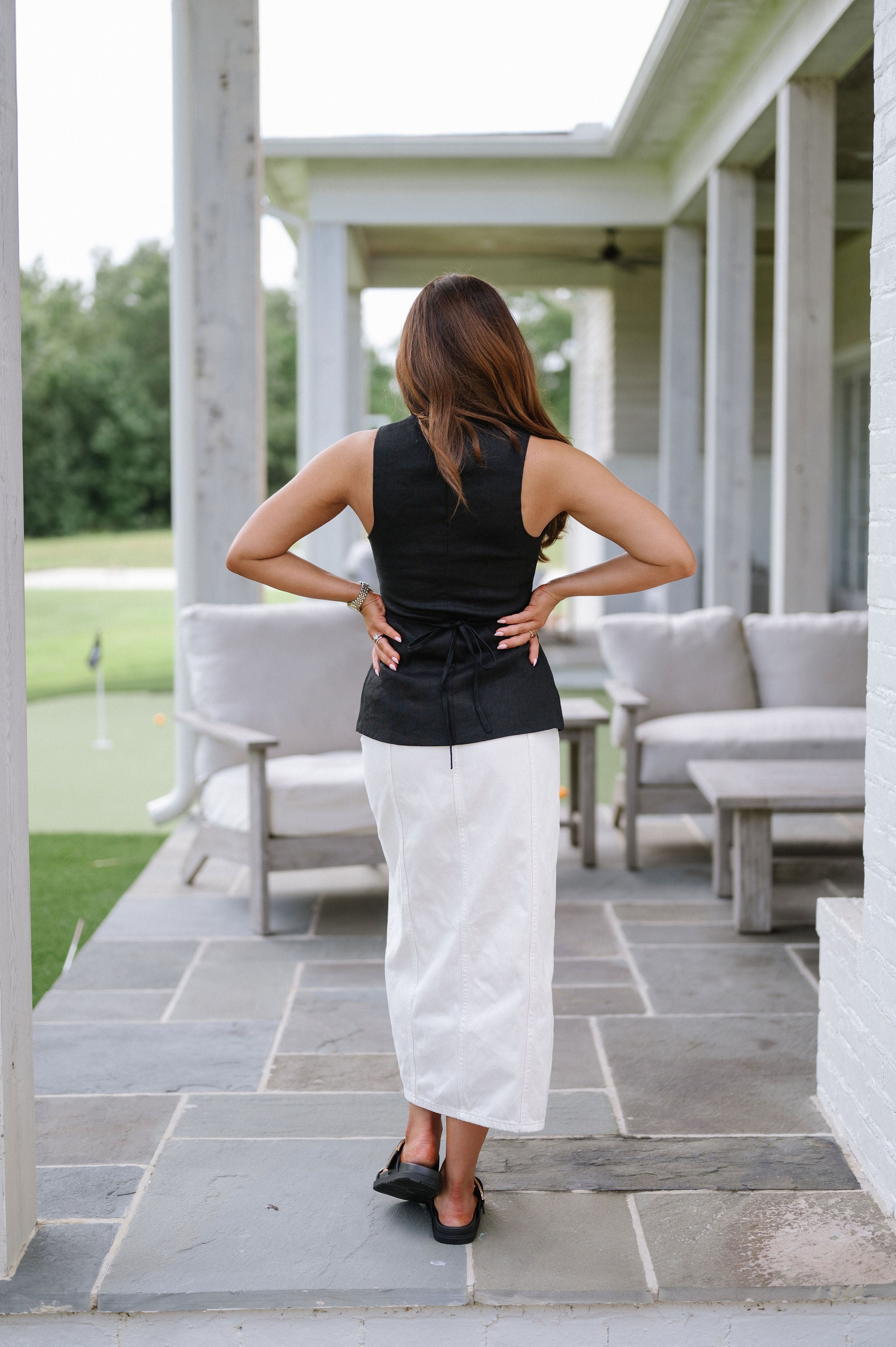 Shannon Linen Top - Black