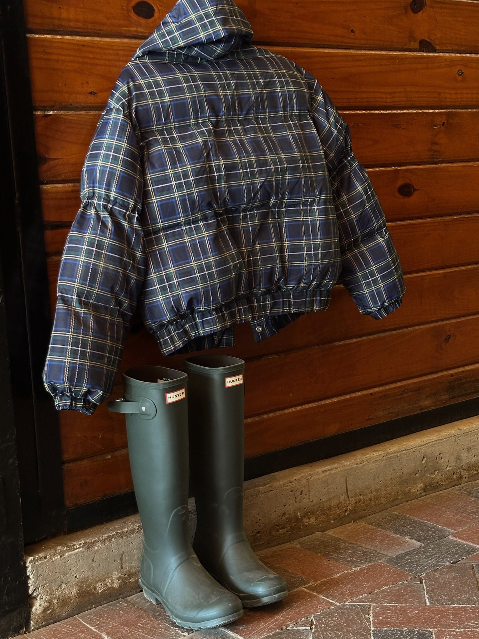 Madeline Plaid Jacket-Navy