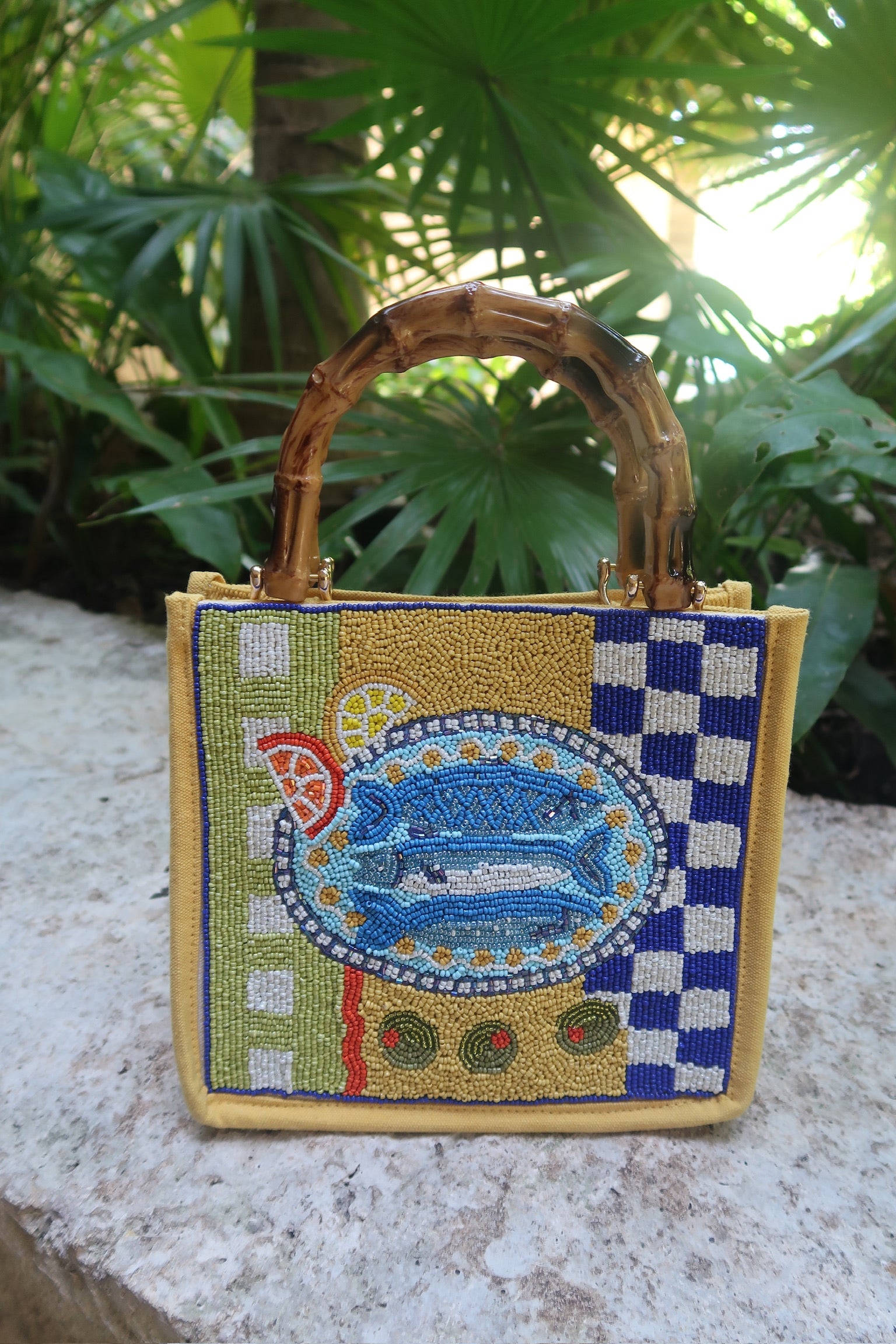 Mediterranean Sardine Hand-Beaded Mini Tote