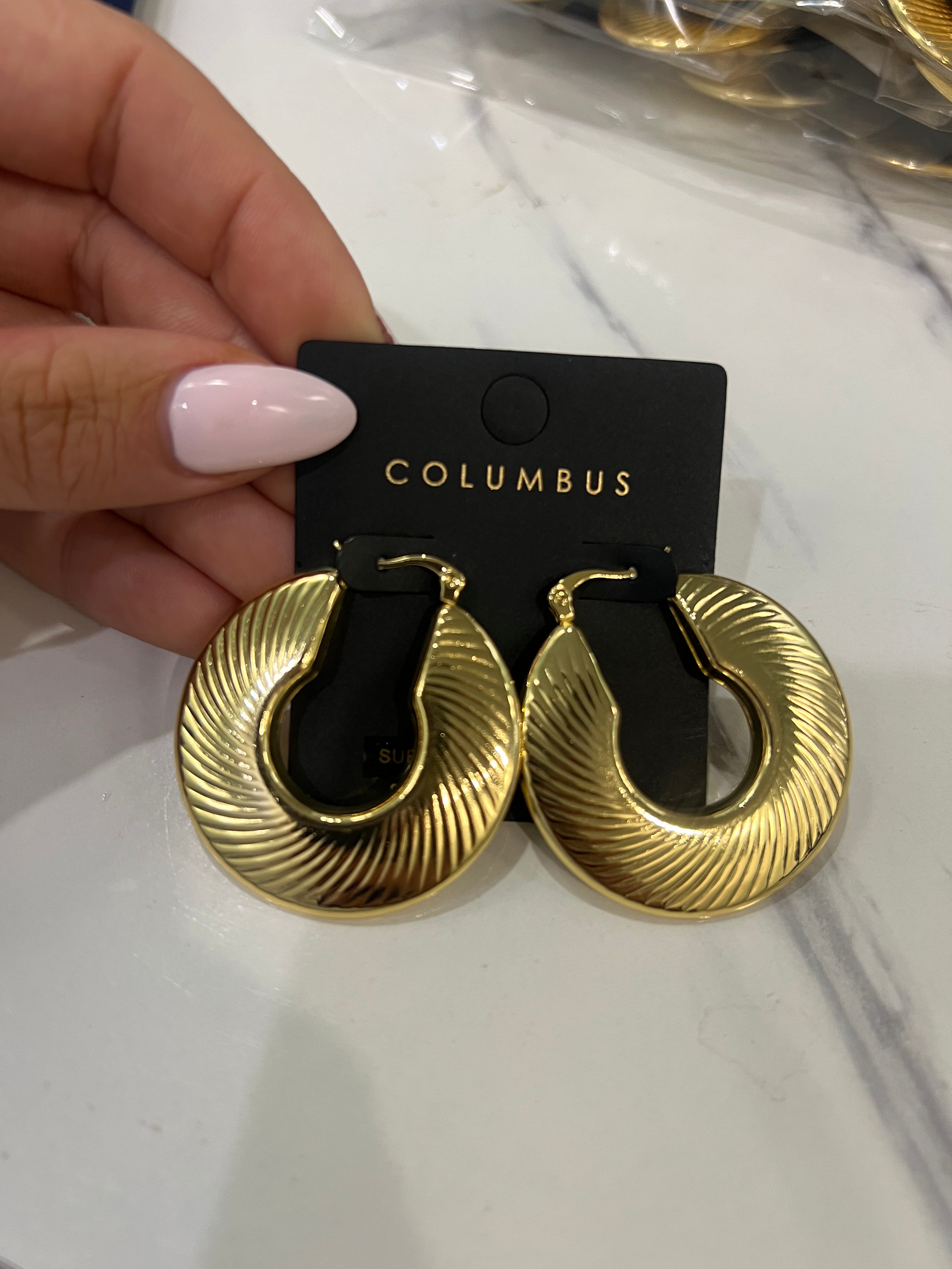 Layla Textured Chunky Hoops-Gold