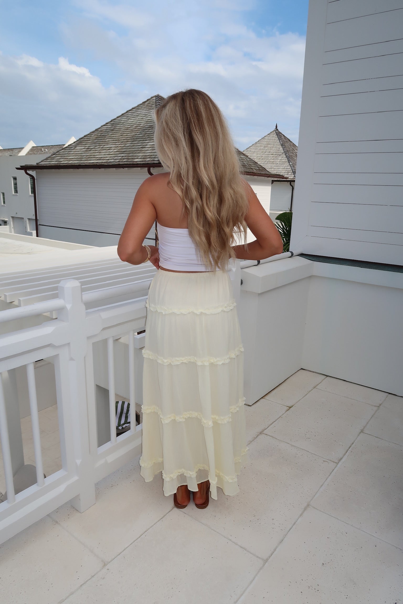 Angie Tiered Maxi Skirt-Butter