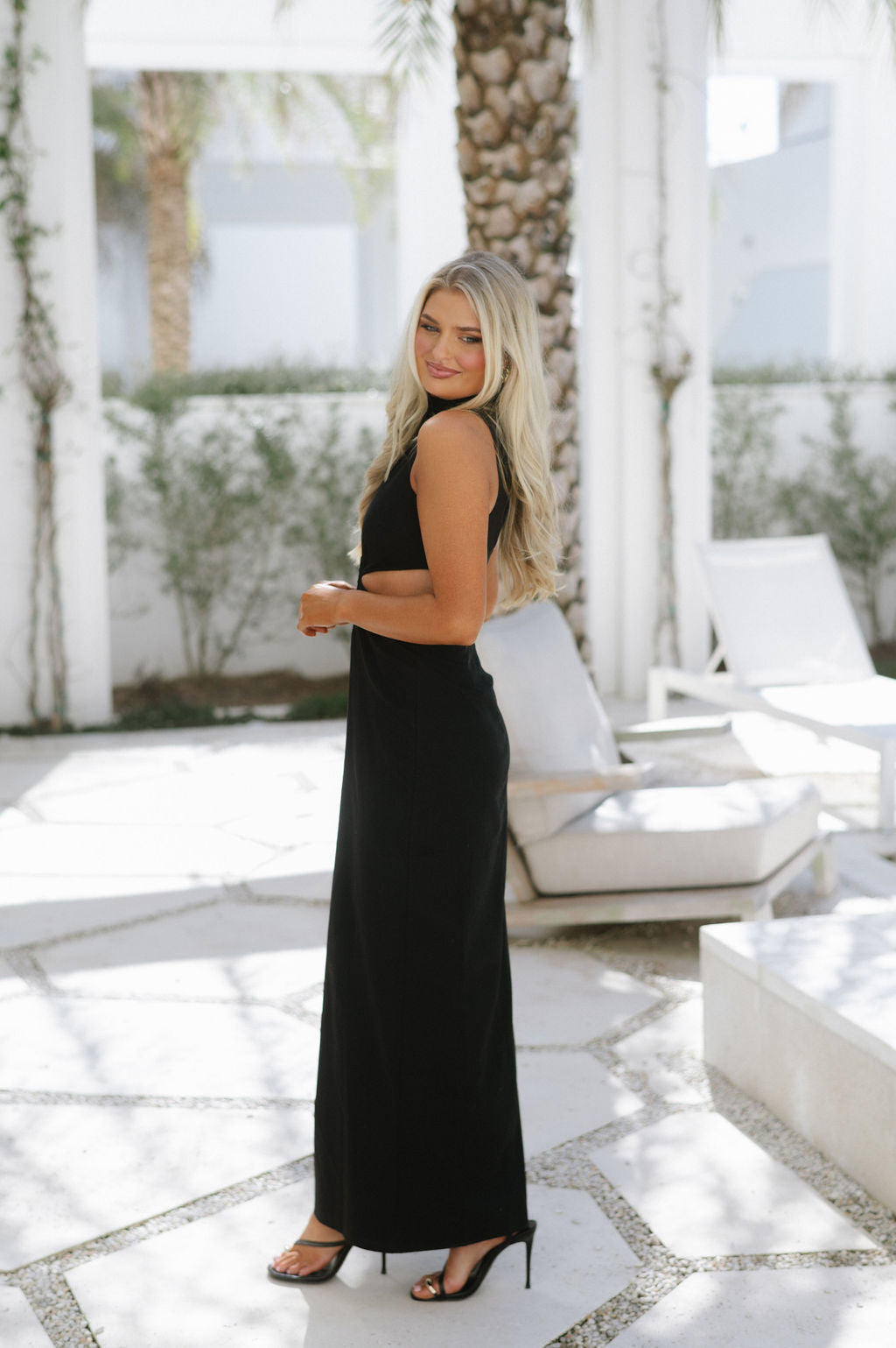 Linen Flower Cut Out Dress