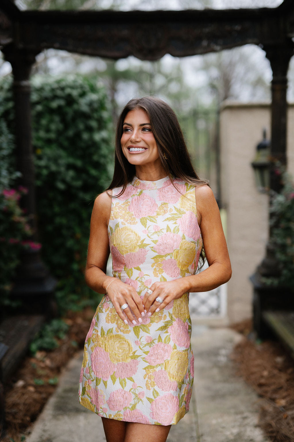 Floral Mock Neck Mini Dress