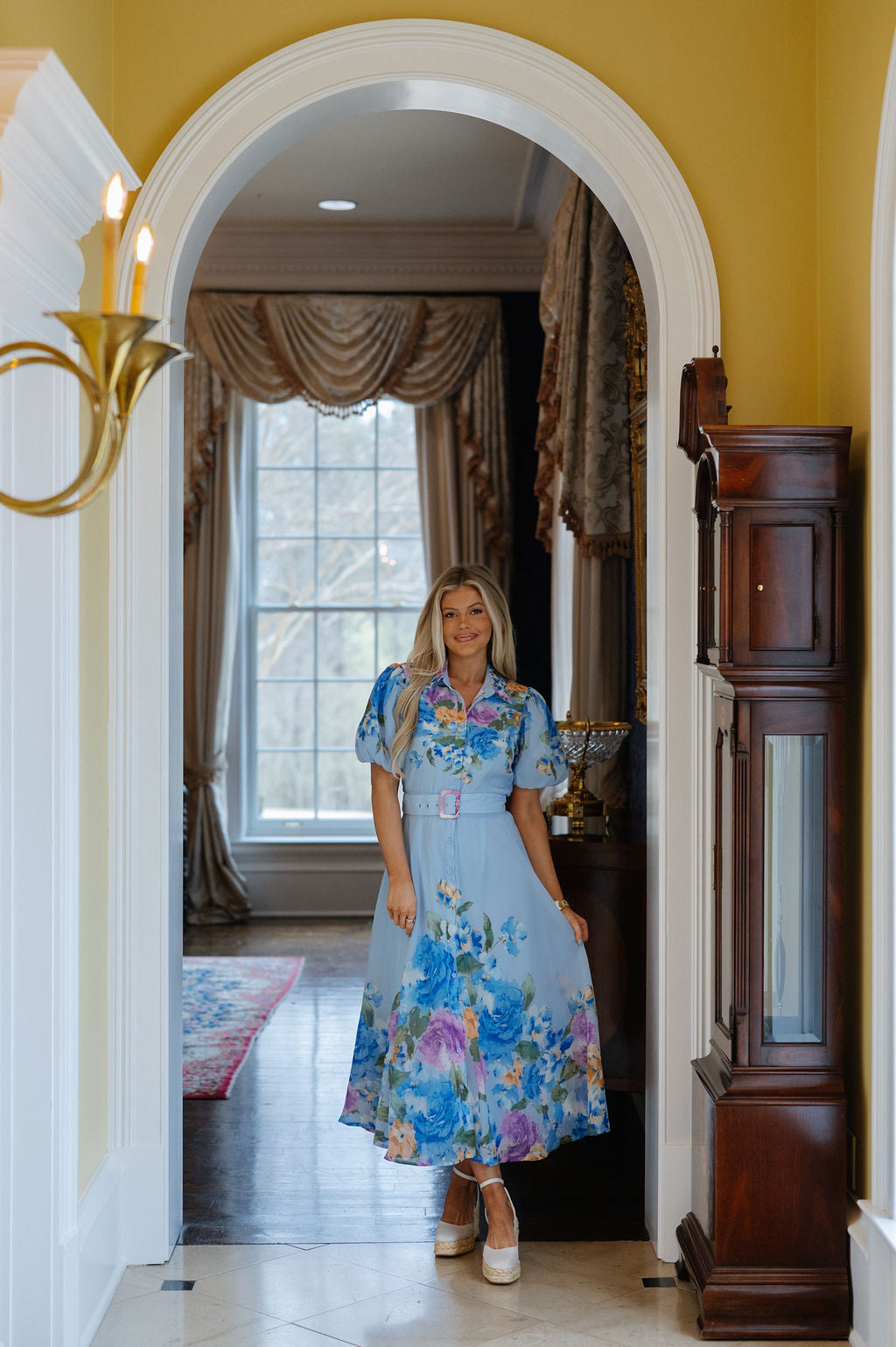 Bloom Midi Dress-Light Blue