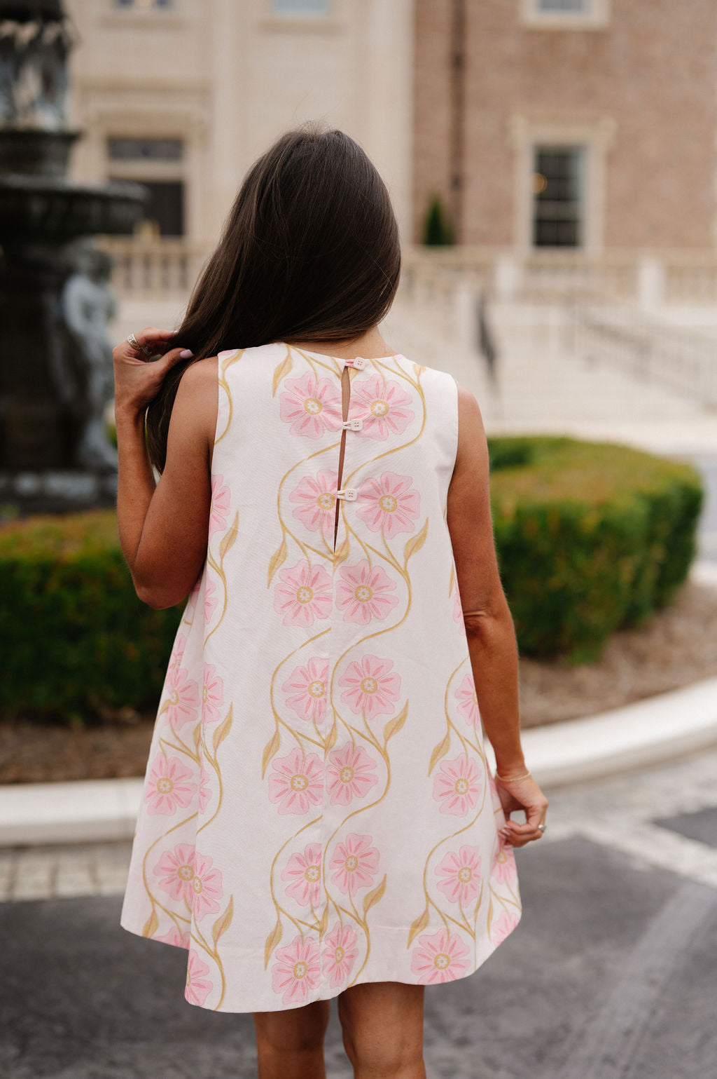 Daisy Floral Print Mini Dress-Peachy Pink