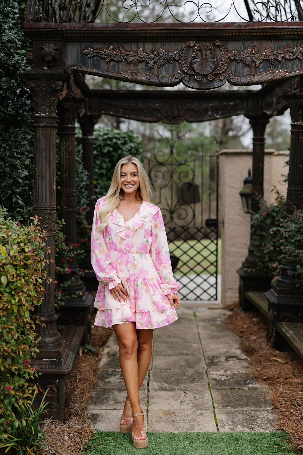 Emily Ruffled Mini Dress-Peach