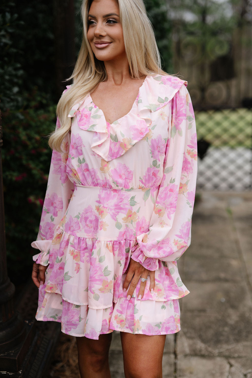 Emily Ruffled Mini Dress-Peach