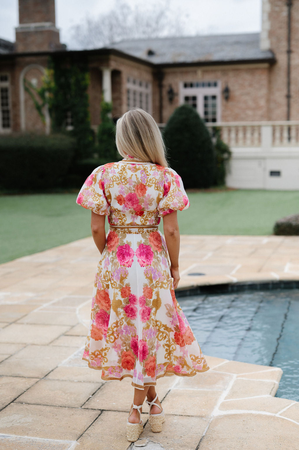 Kendall Floral Midi Dress-Ivory Multi