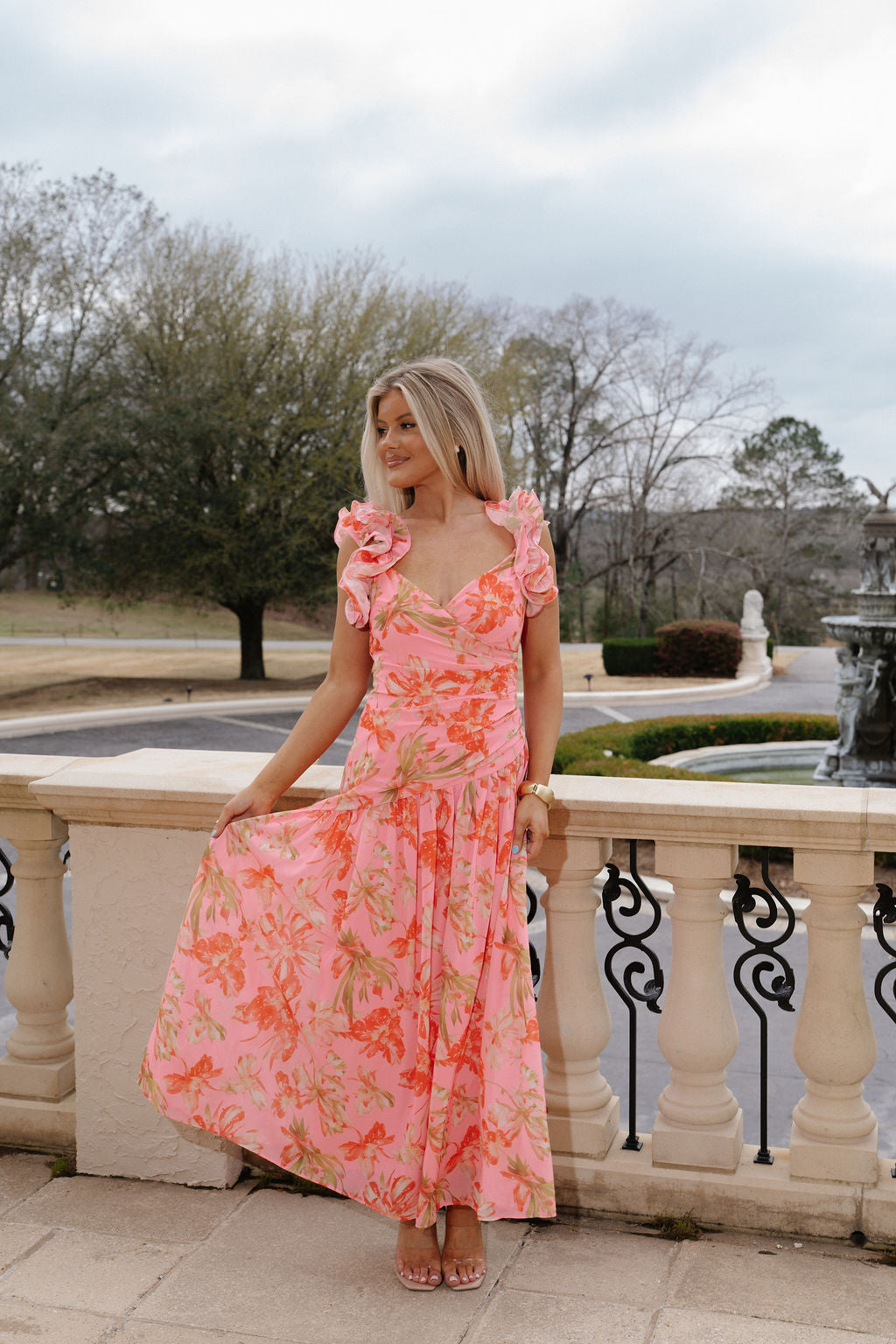 Bessette Dress-Coral Pink