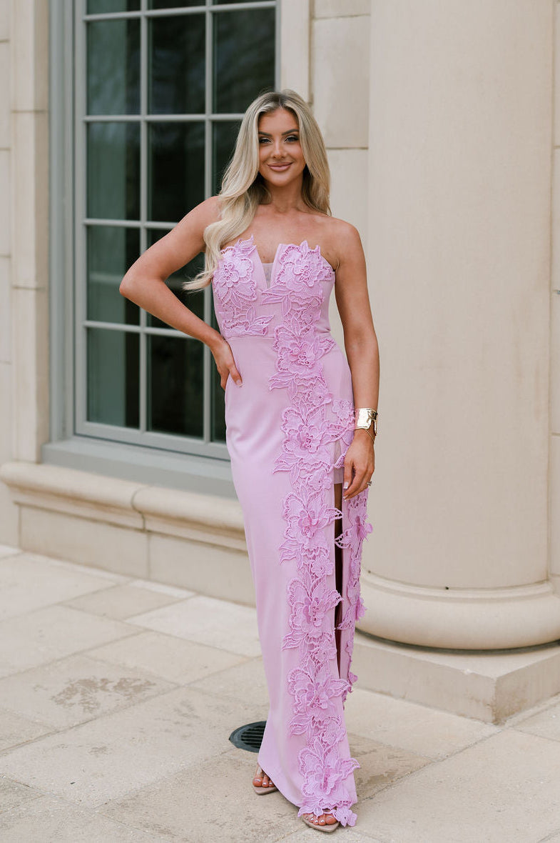 orchid maxi dress Tiffany Applique Maxi Dress-Light Orchid L