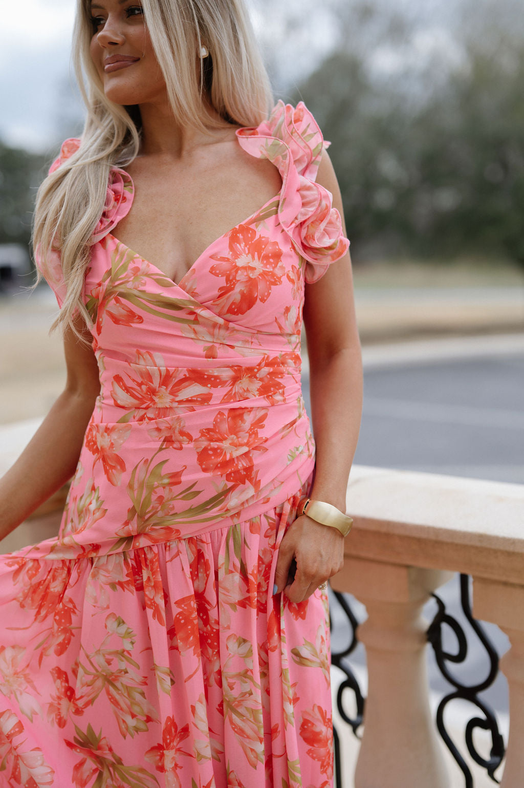 Bessette Dress-Coral Pink