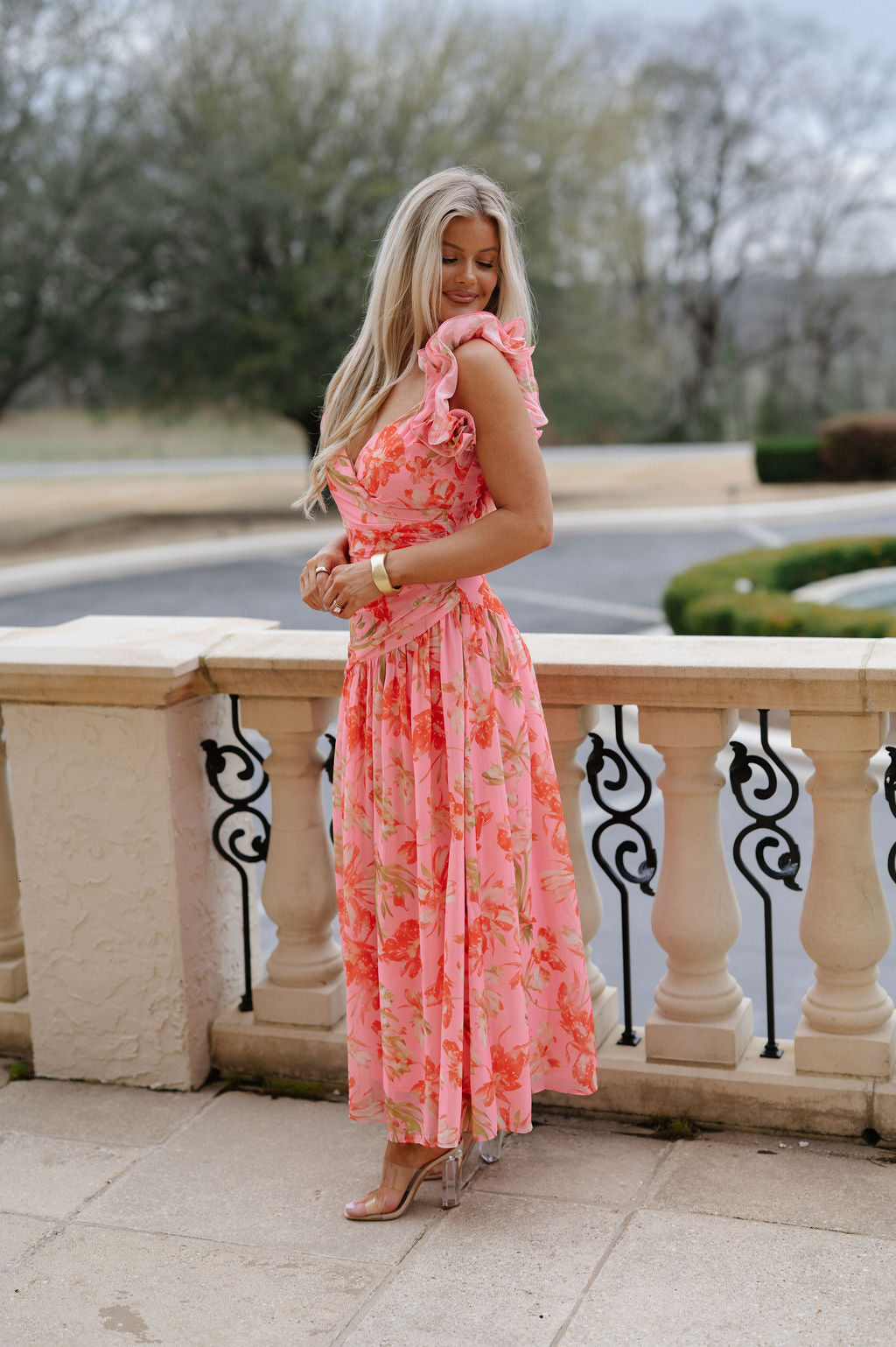 Bessette Dress-Coral Pink