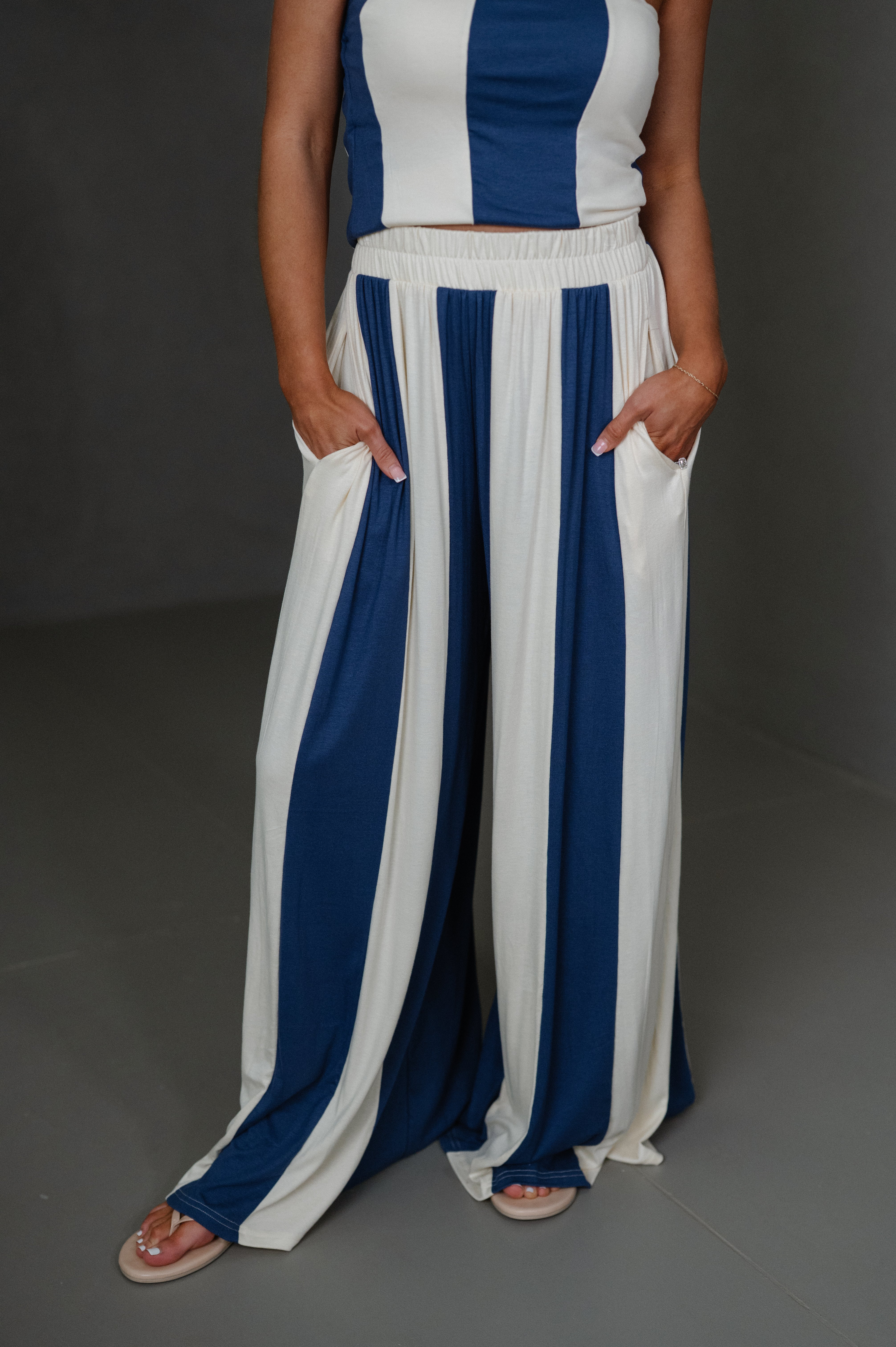 Havana Pants Set-Navy/Cream