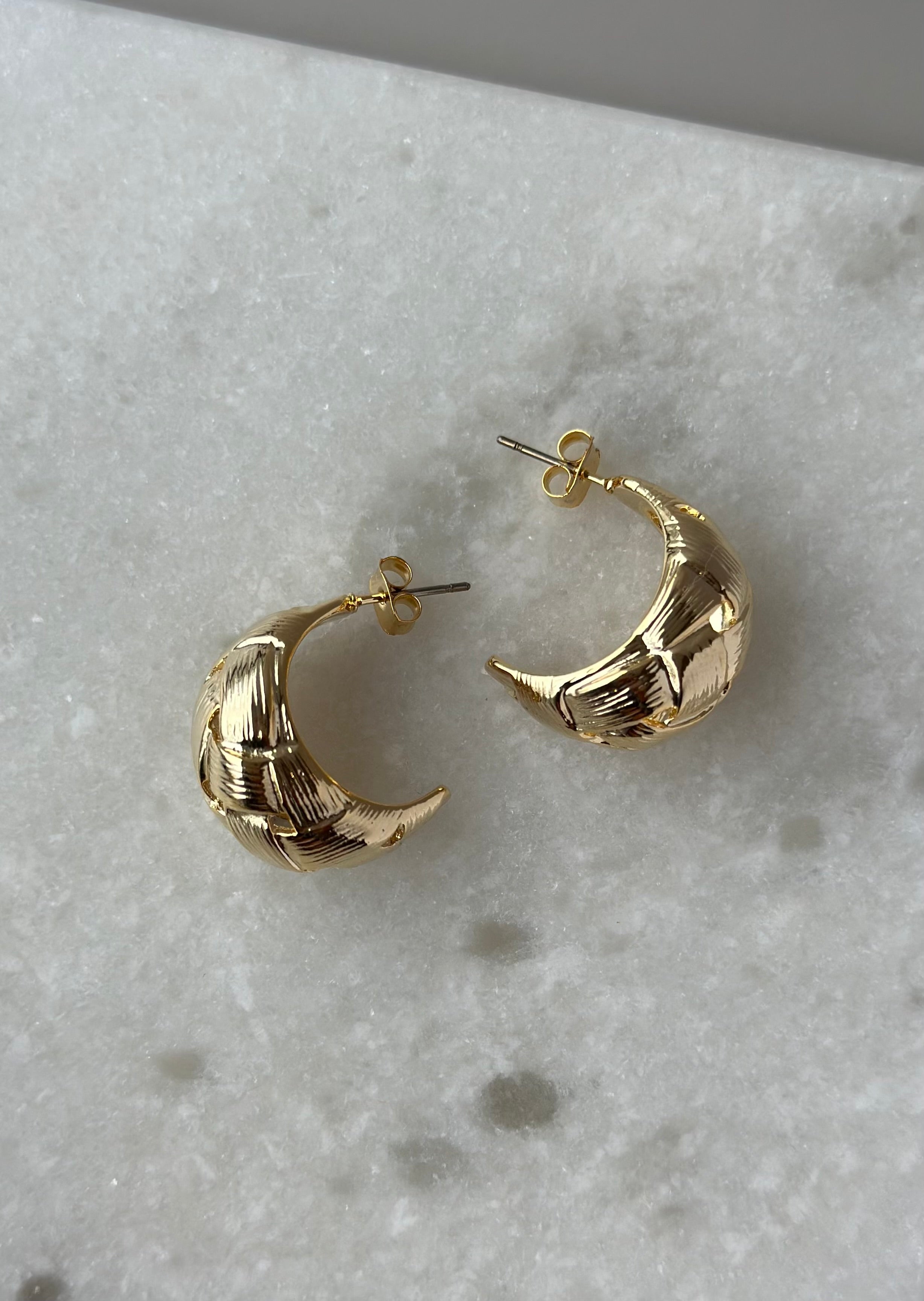 Chunky Textured Hoops- Gold