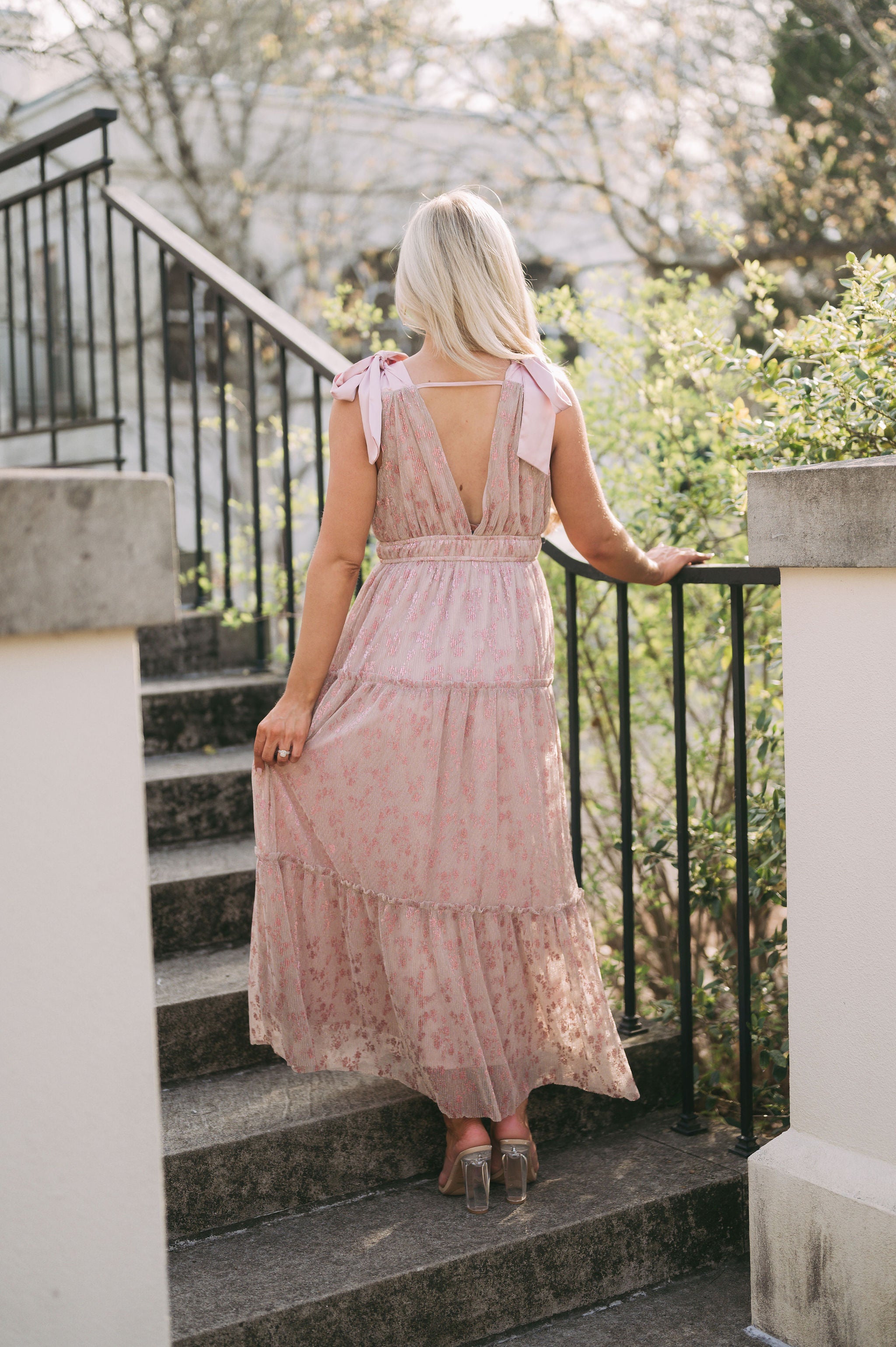 Naomi Midi Dress- Pink/Silver