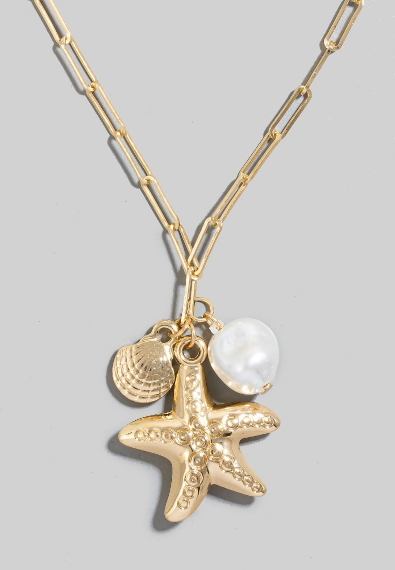 Starfish Charm Necklace- Gold