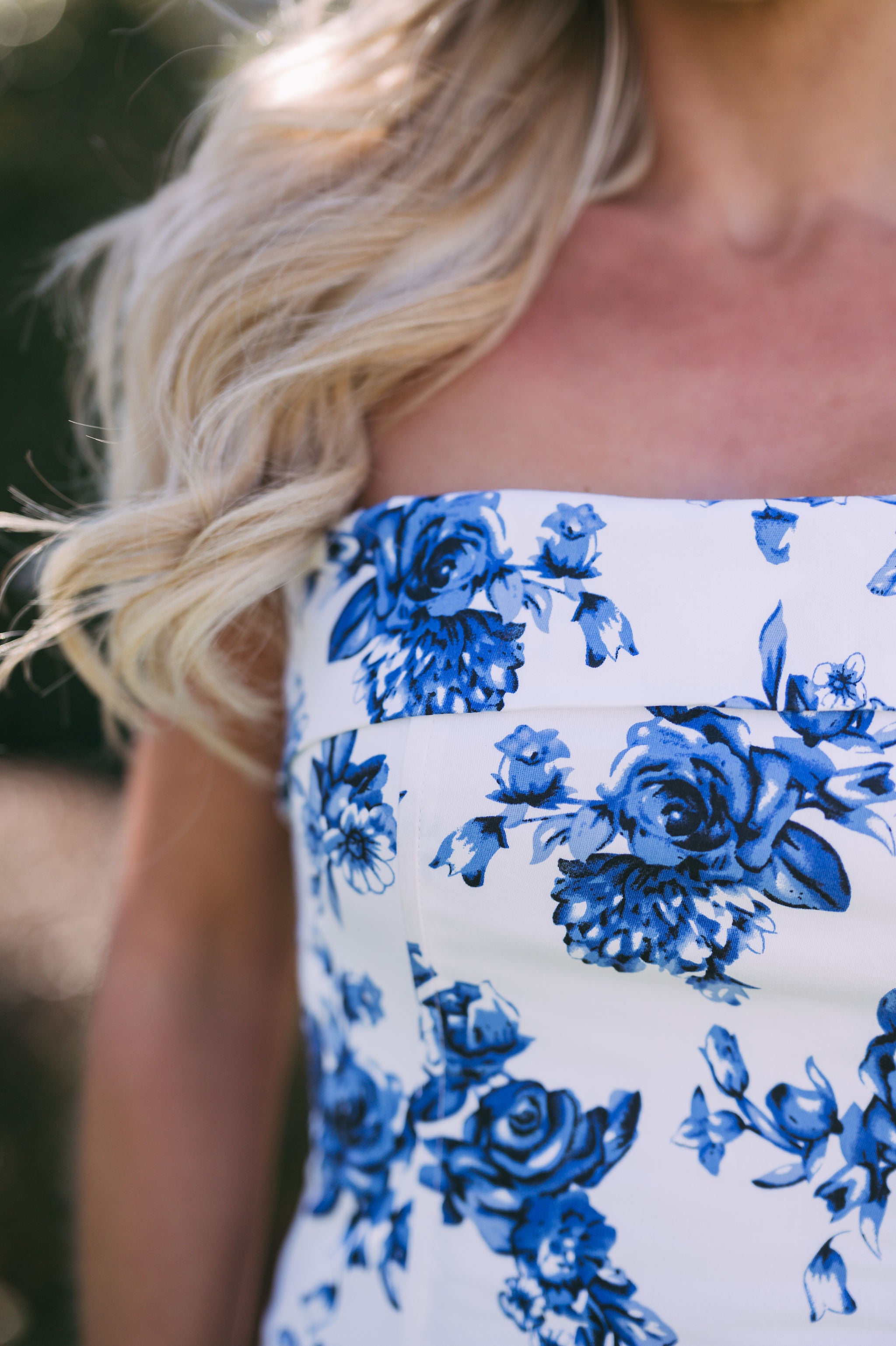 Floral Tube Midi Dress- Blue Print