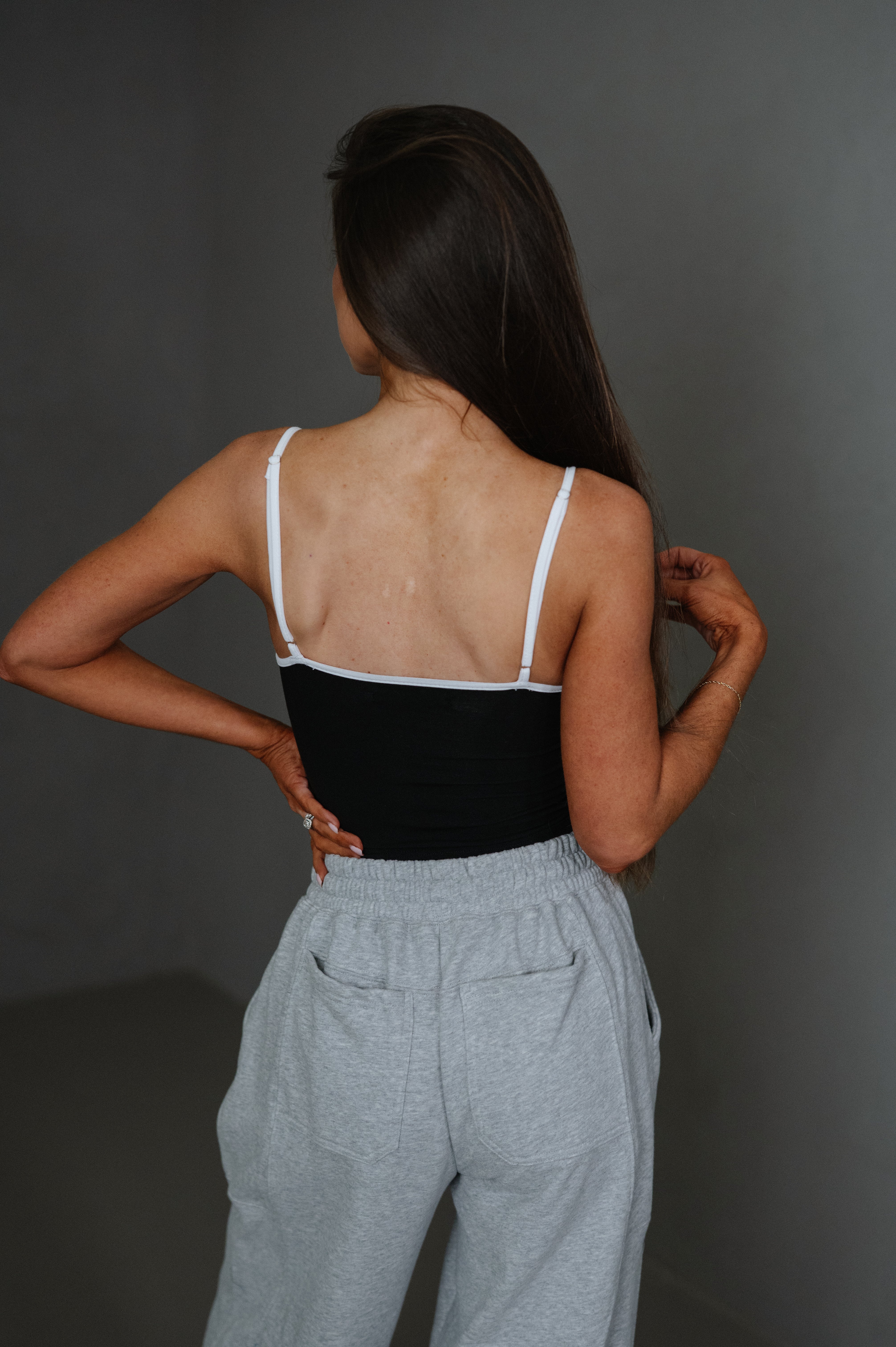 Brooklyn Contrast-Trim Top-Black/White