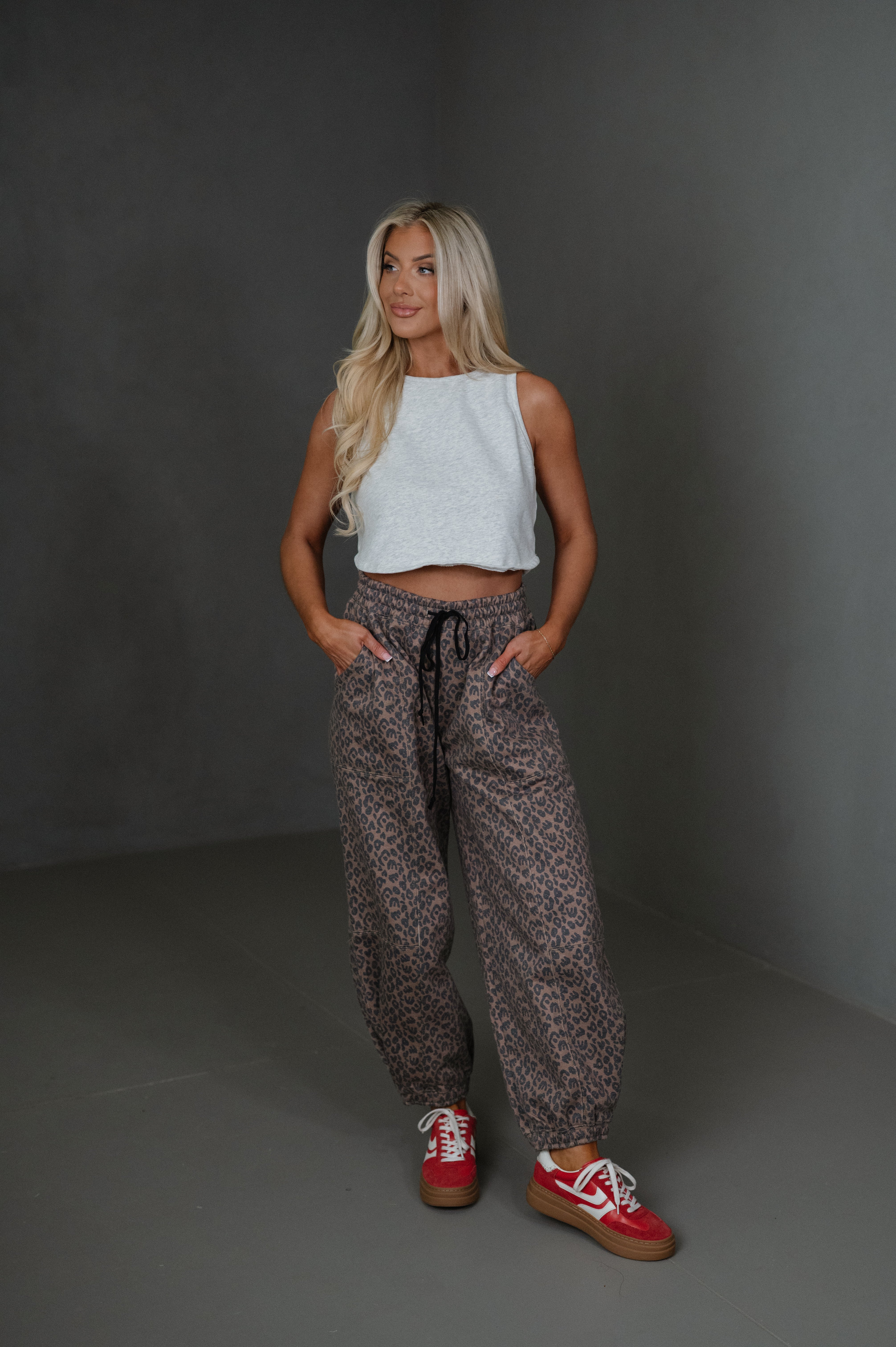 Juda Printed Sweatpants-Chocolate/Black
