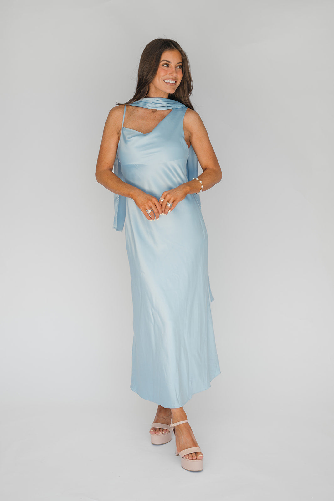 Sky Blue One Shoulder Dress
