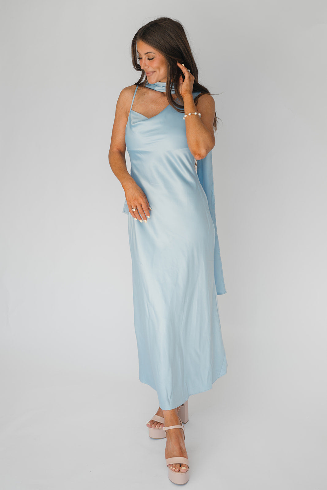 Sky Blue One Shoulder Dress