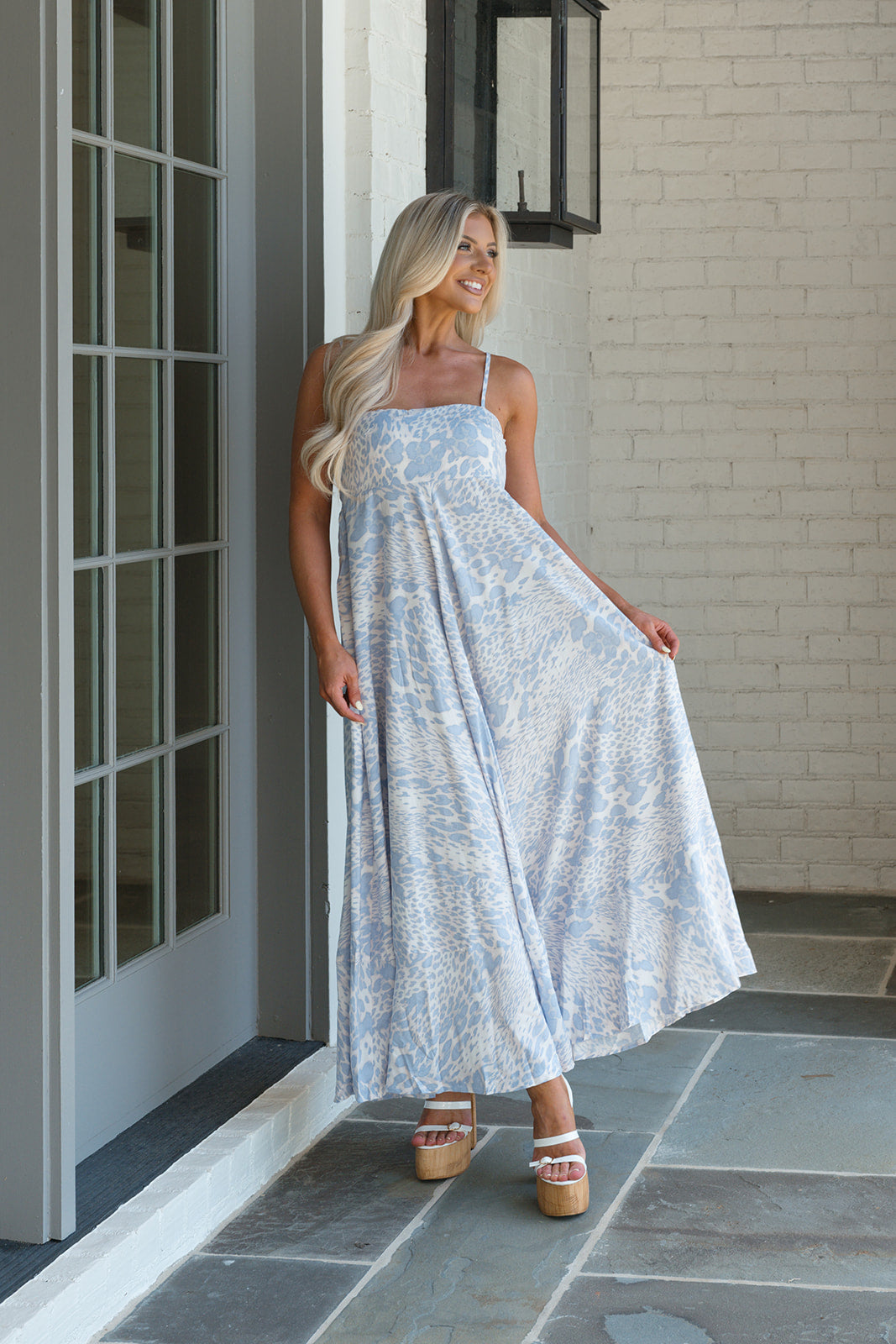 Paige Leopard Dress-Blue