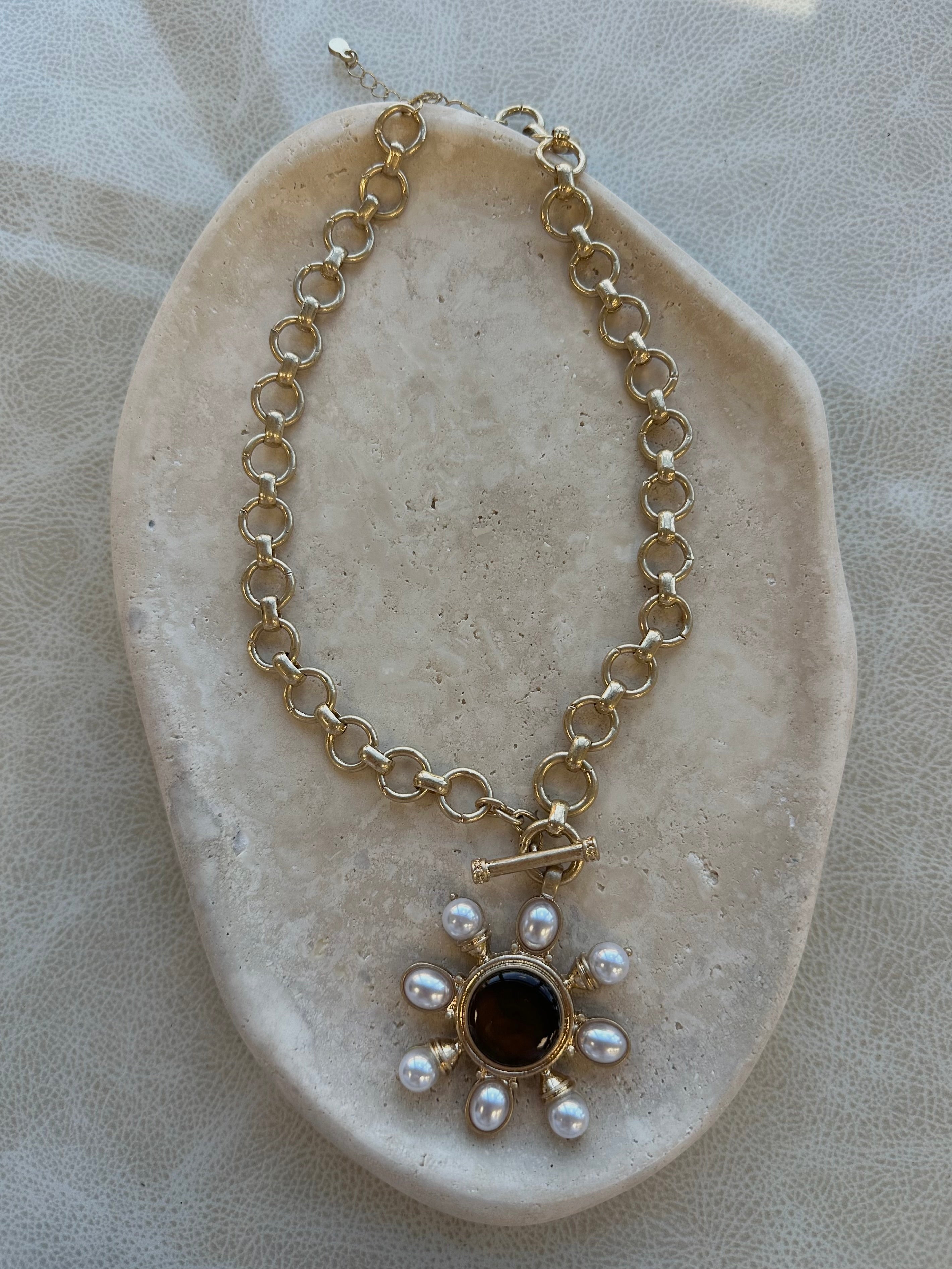 Zaria Chain Necklace- Brown