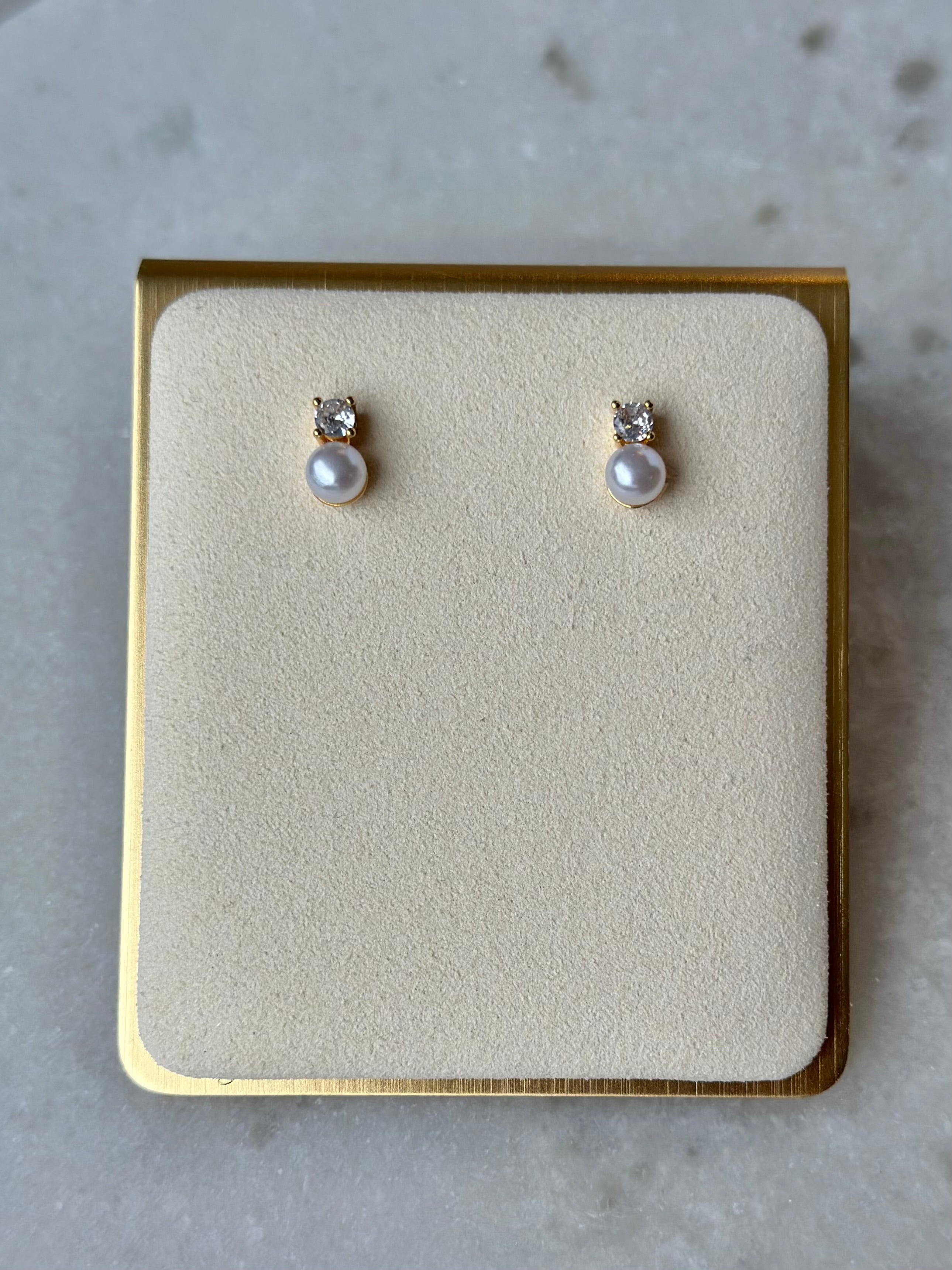 Pearl & Diamond Studs- Gold