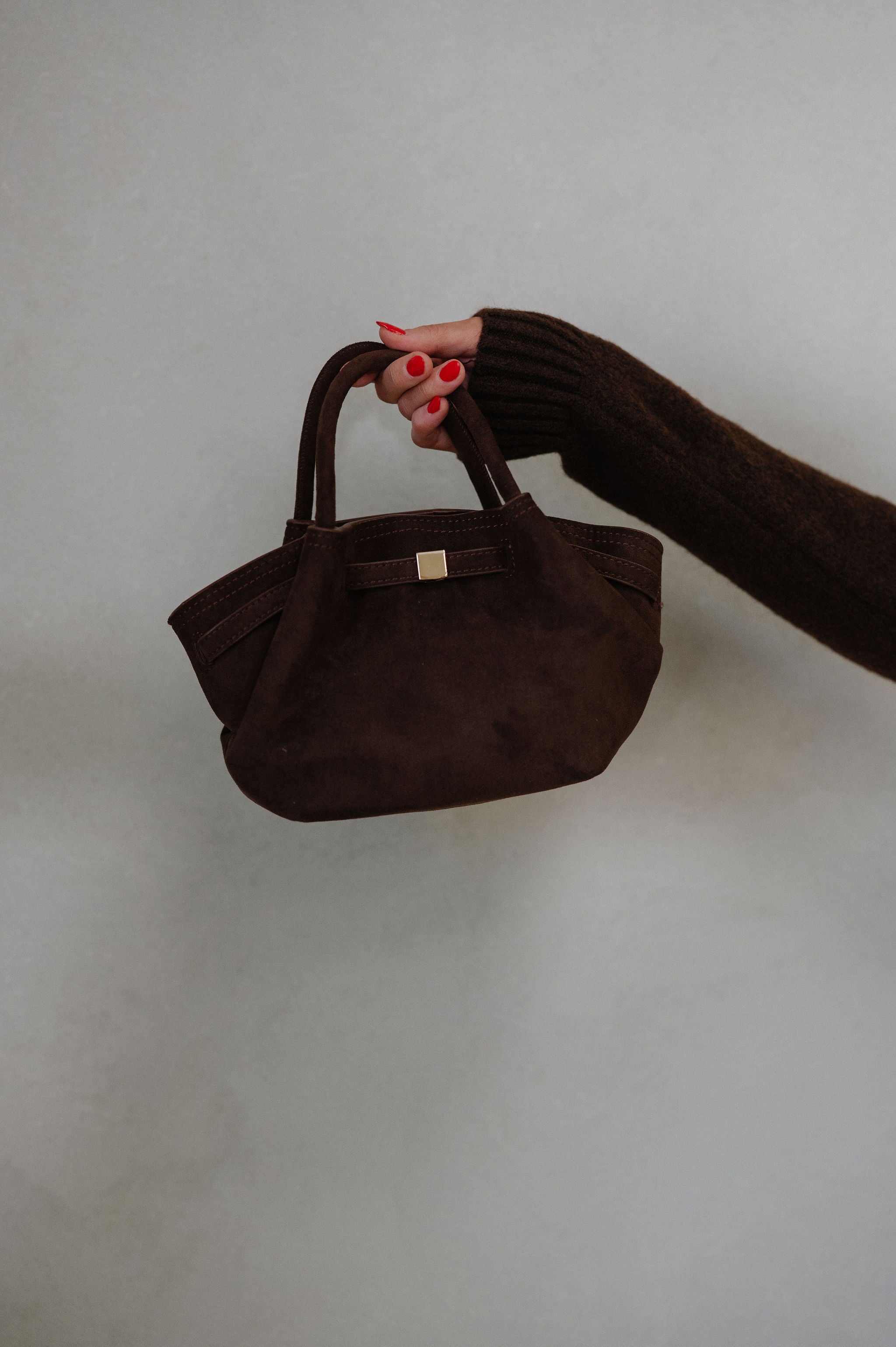 Selena Suede Purse-Chocolate