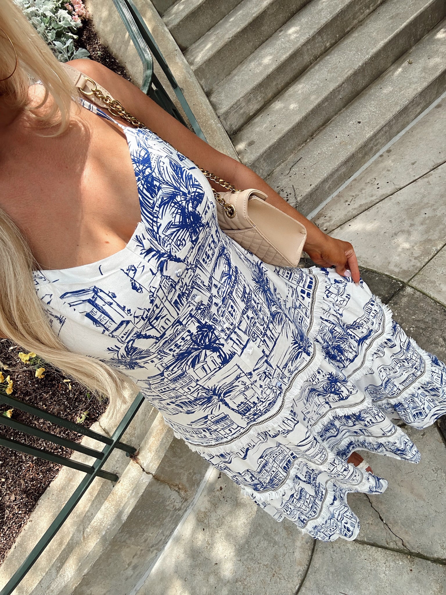 Ophelia Maxi Dress-Cobalt/White